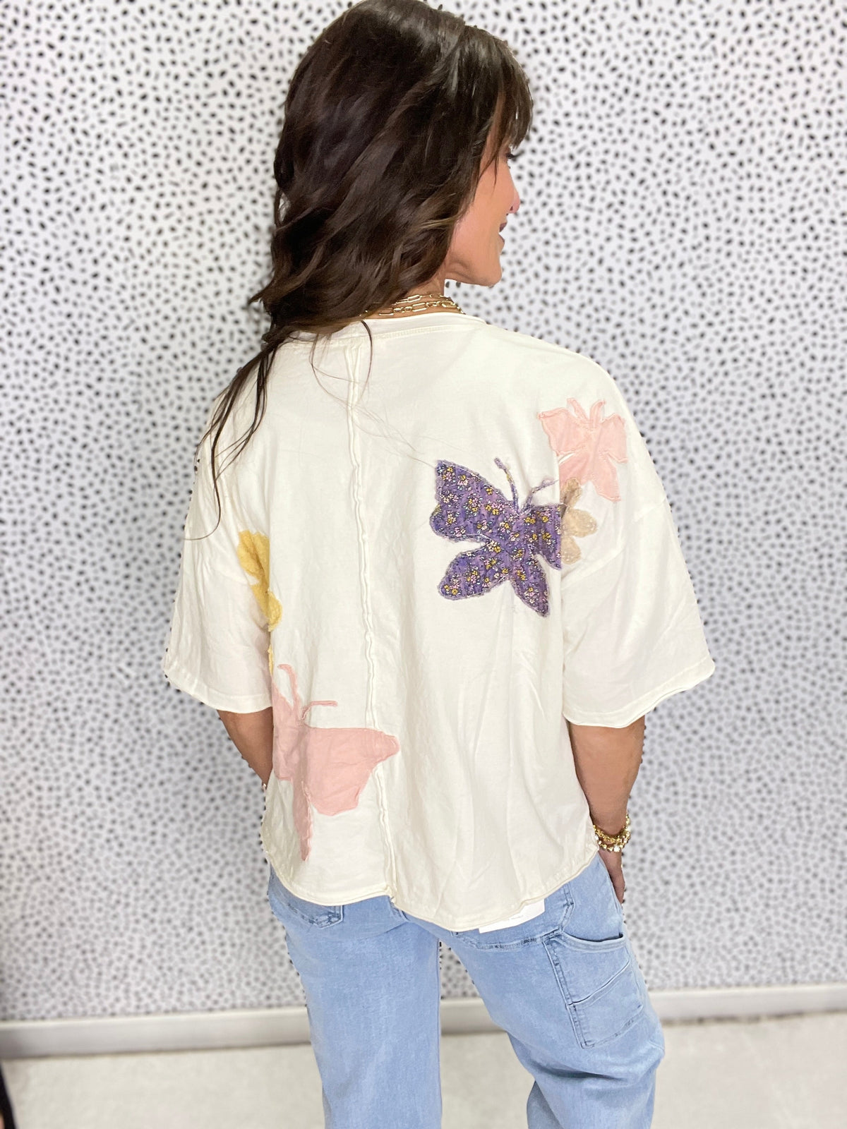 Oli & Hali Butterfly Bliss Patchwork Top In 2 Colors *Final Sale*