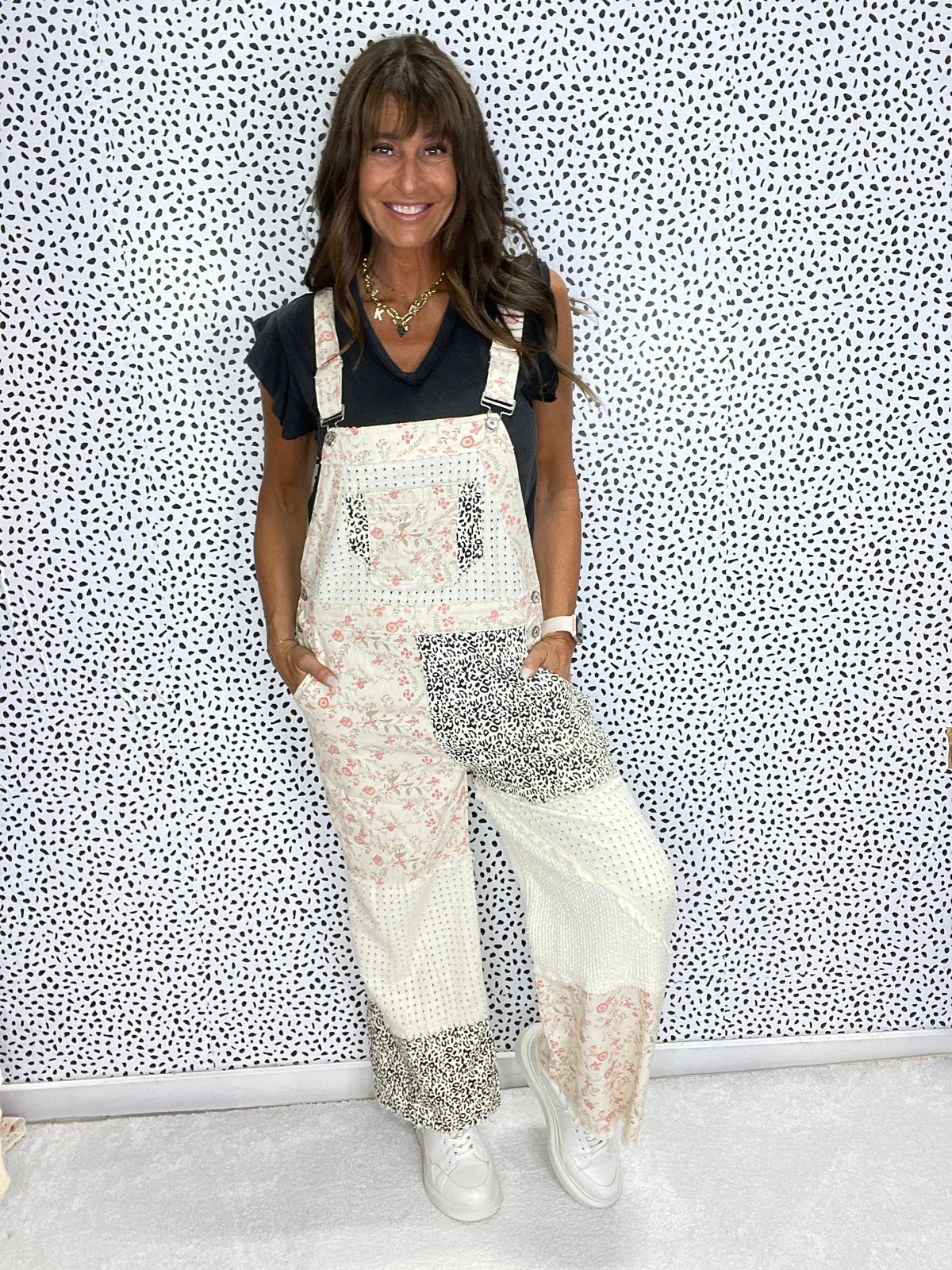 POL Patchwork Meadow Twill Overalls In 3 Colors