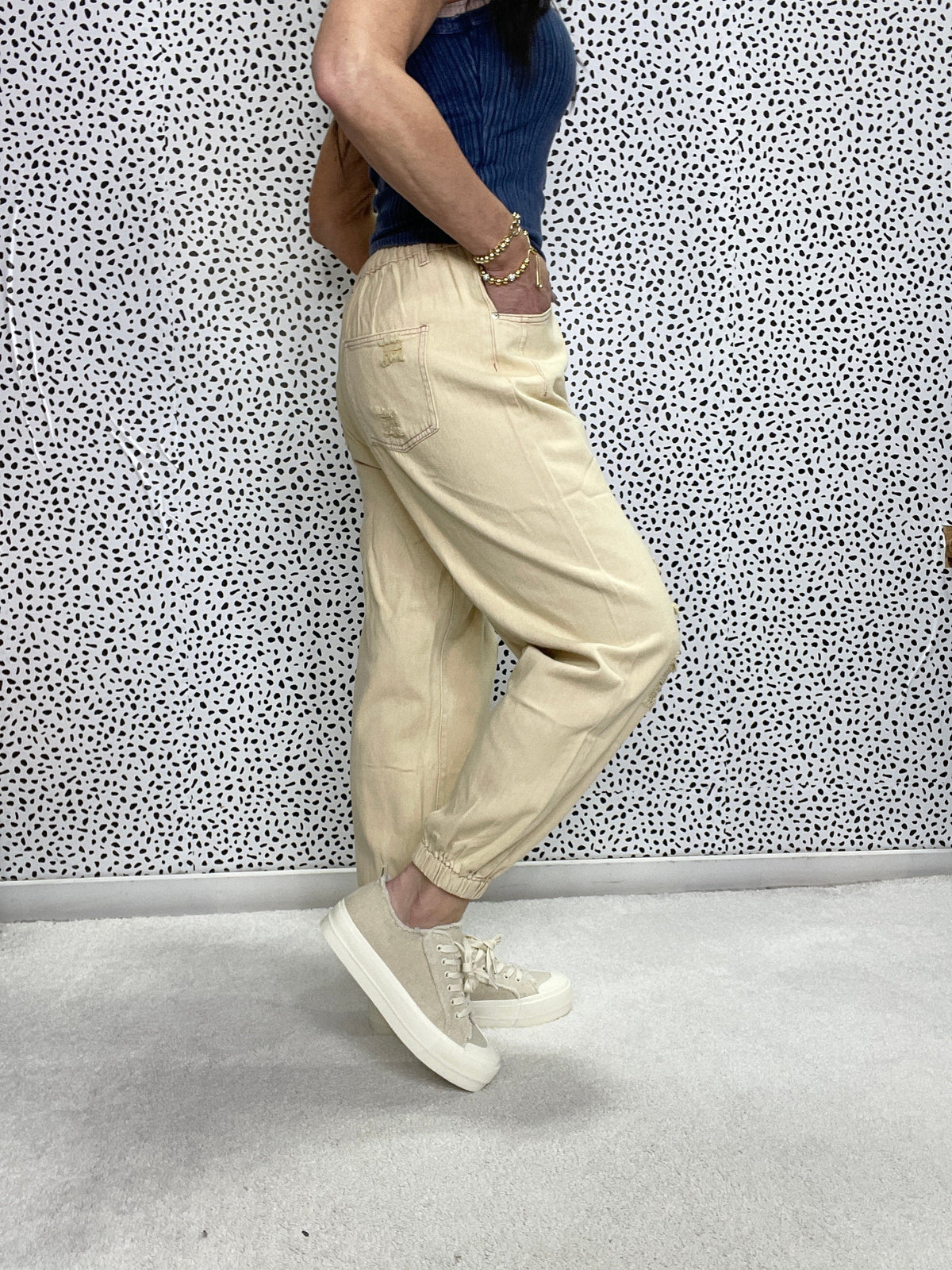 POL Check The Beat Distressed Jogger Pants In 3 Colors