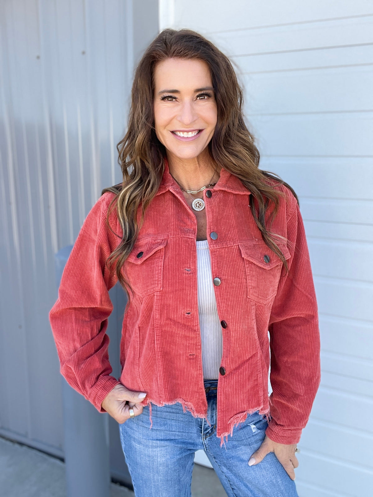 Pol Corded Delight Button Front Jacket *Final Sale*