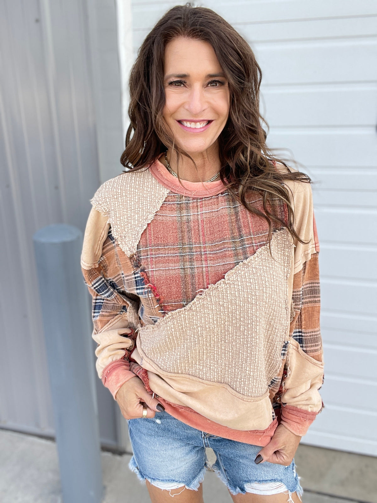 Oli & Hali Looking Forward To It All Long Sleeve Crewneck Top In Rust *Final Sale*