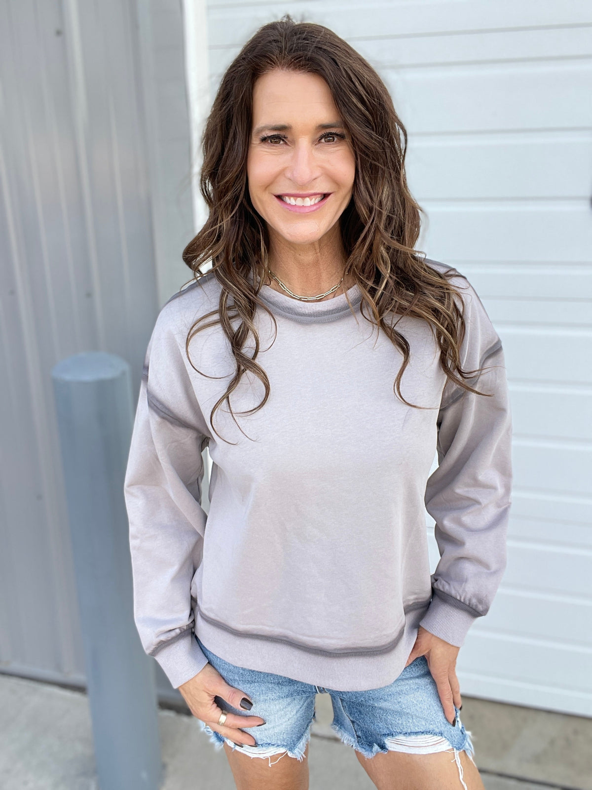 Let's Dream Faded Oil Washed Pullover In 4 Colors: Rose, Grey, Denim Blue, Taupe