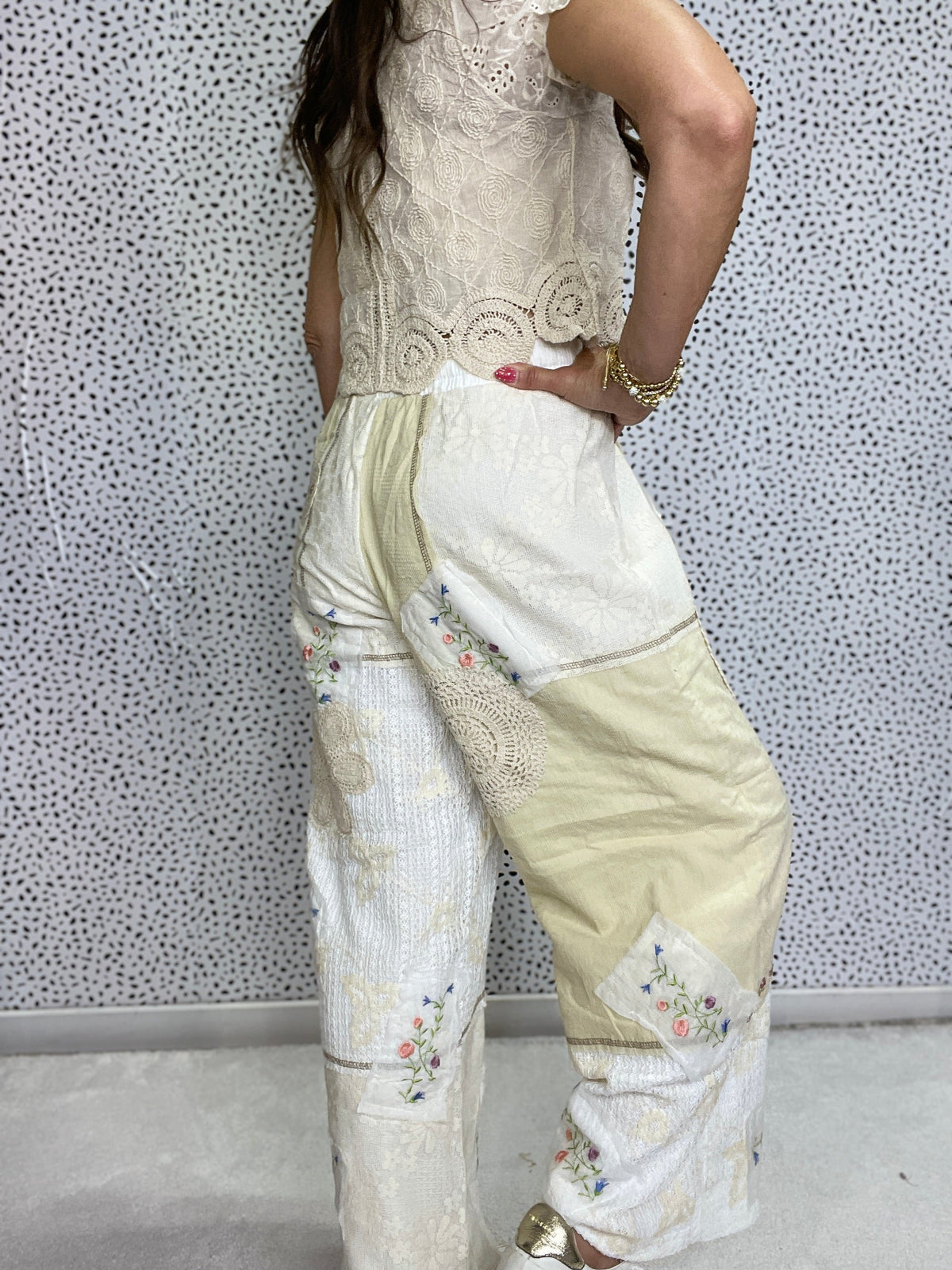 Pol Rose Garden Patchwork Pants In 3 Colors