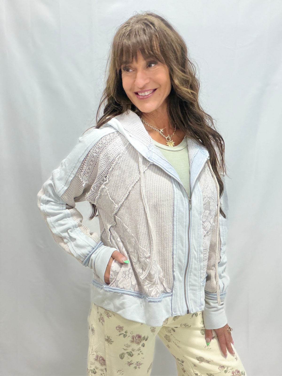 Oli & Hali Delicate Dreams Washed Zip Up Jacket in 2 Colors