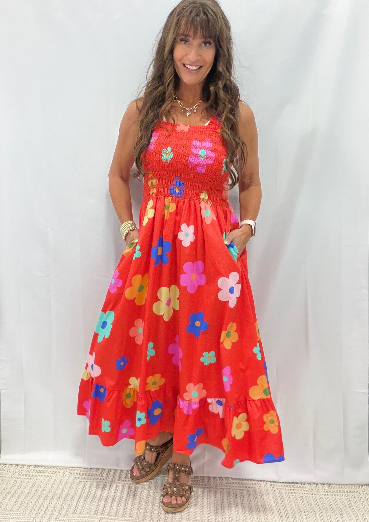 Colorful Days Ruffle Bottom Maxi Dress In 2 Colors