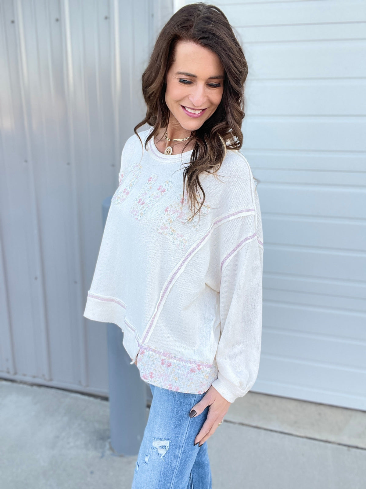 POL Love In Every Way Long Sleeve Love Patch Top In 2 Colors *Final Sale*