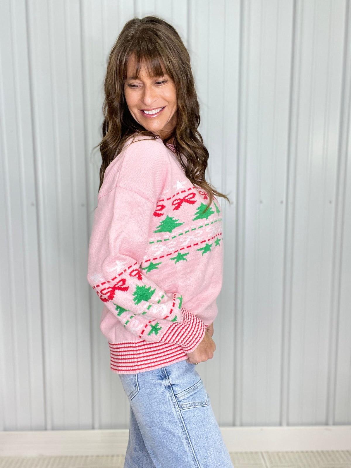 The Tis The Season Christmas Tree And Bow Sweater