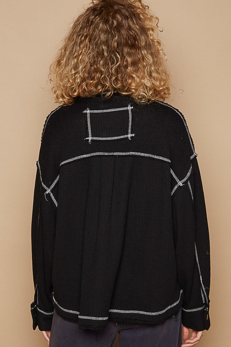 POL Moving Forward Long Sleeve Thermal Knit Front Zip Top In 3 Colors *Final Sale*