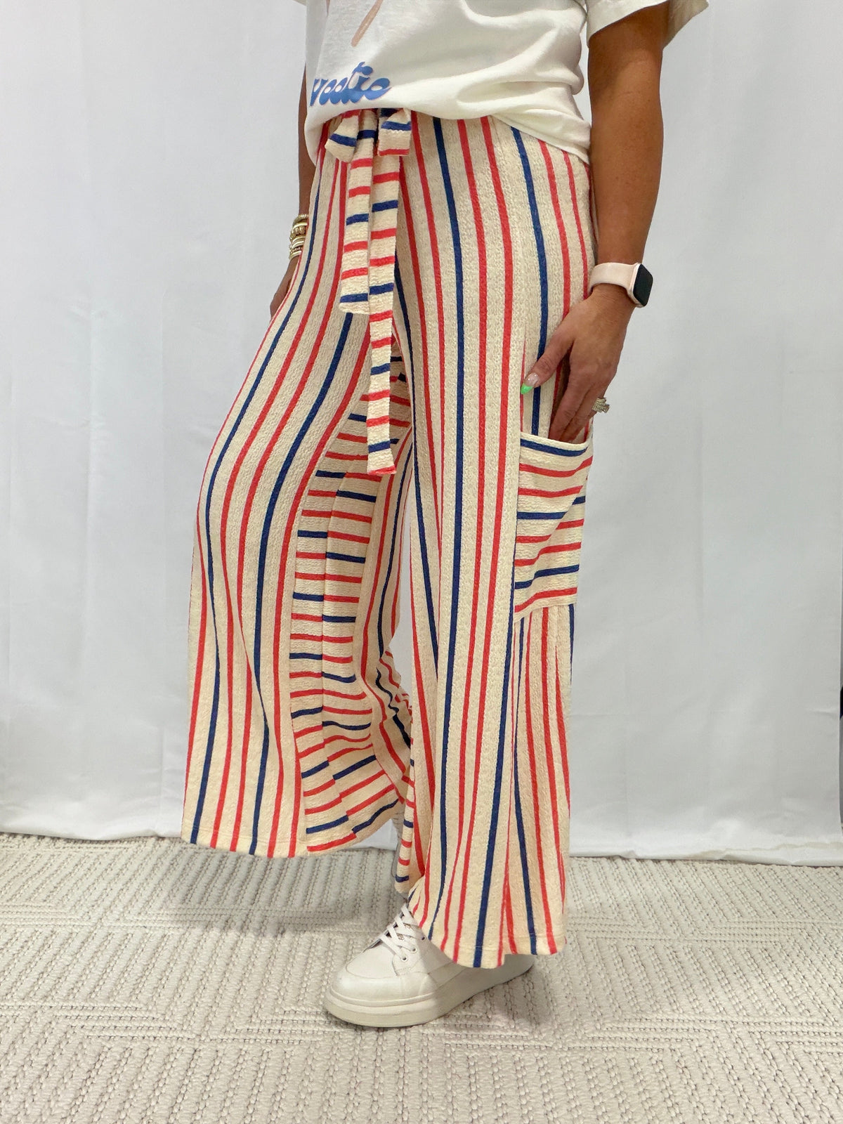 Back Together Striped Pants In Red/Blue