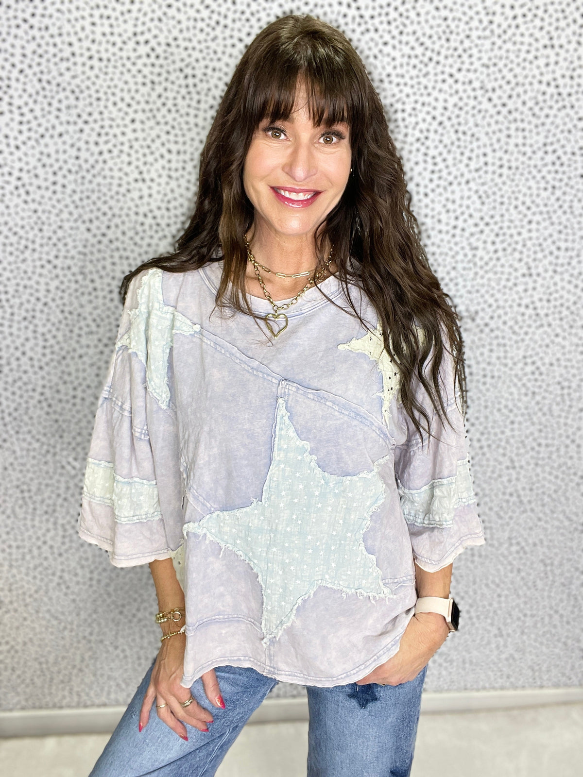 Oli & Hali Close To Heaven Star Patch Top In 3 Colors
