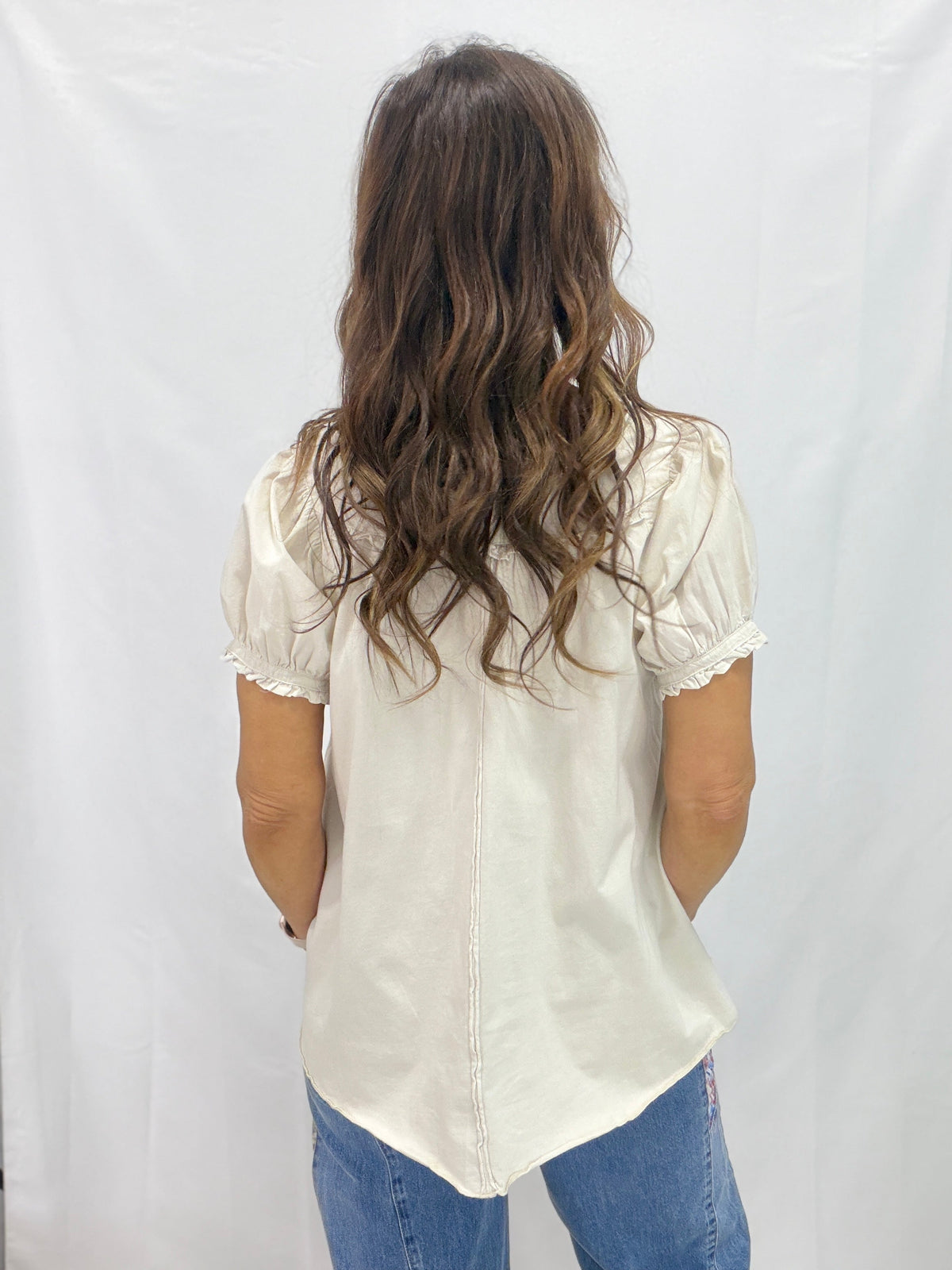 Ruffle Mineral Wash Top In 2 Colors