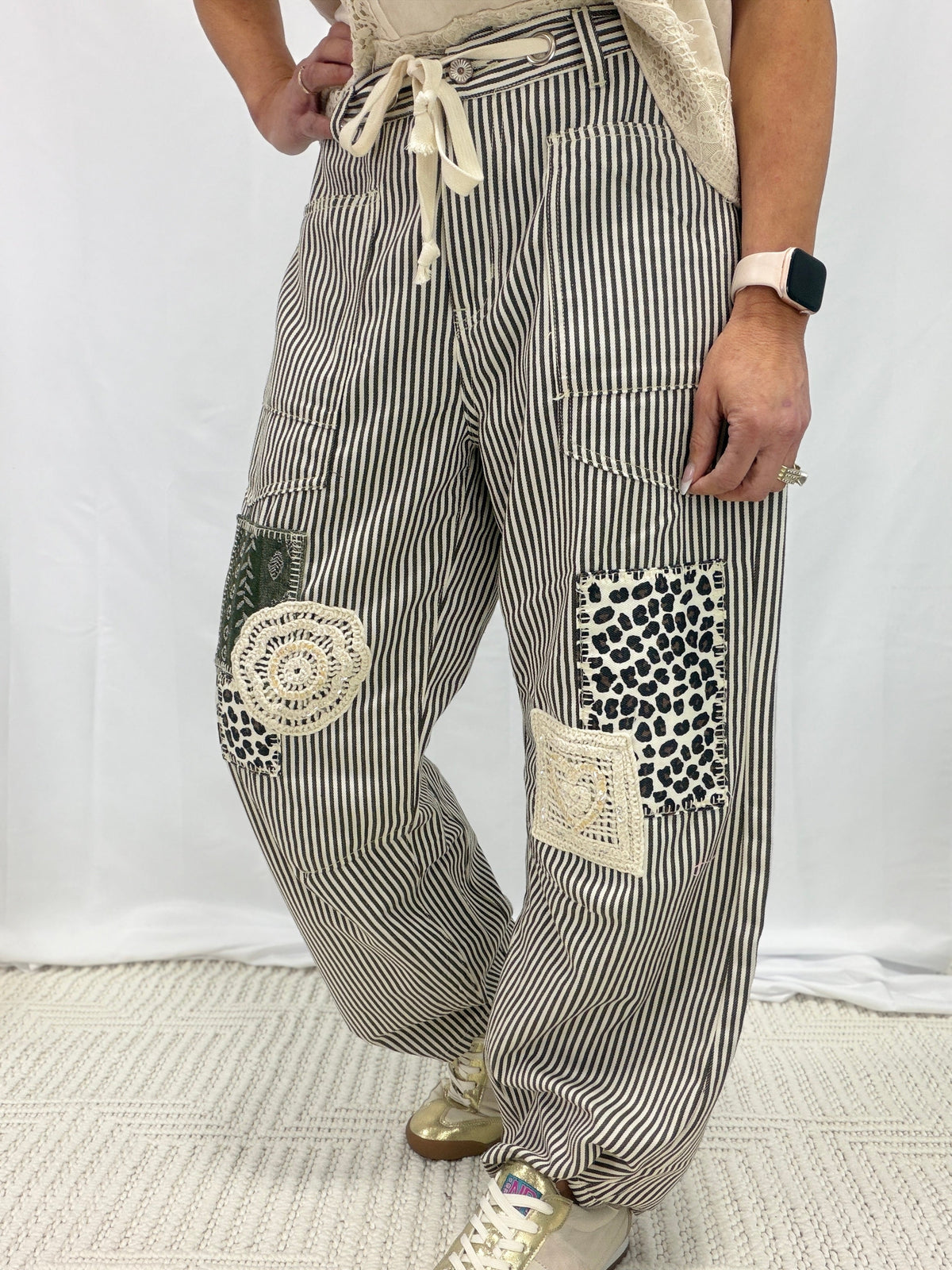 POL Whole Sky Patchwork Detail Pants In 2 Colors