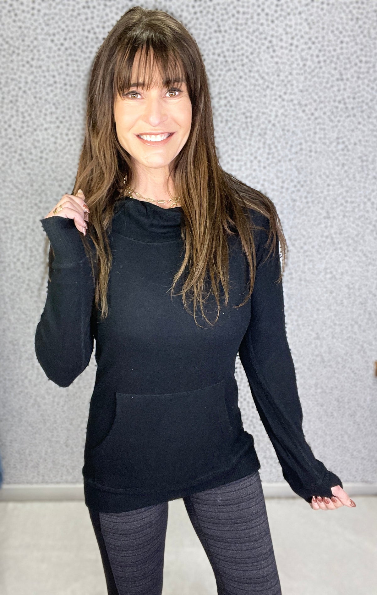 How Do You Know Longline Slim Fit Black Soft Hoodie Top *Final Sale*