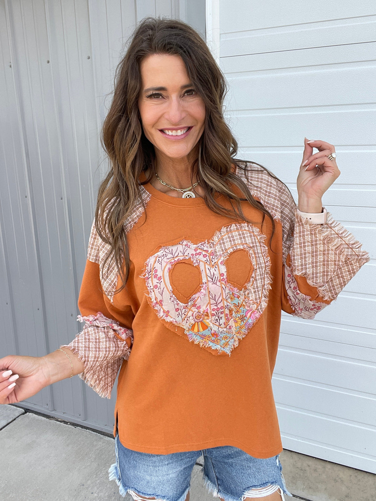 Heart To Heart Cotton Terry Pullover In 4 Colors: Camel, Sage, Crimson, Oatmeal *Final Sale*