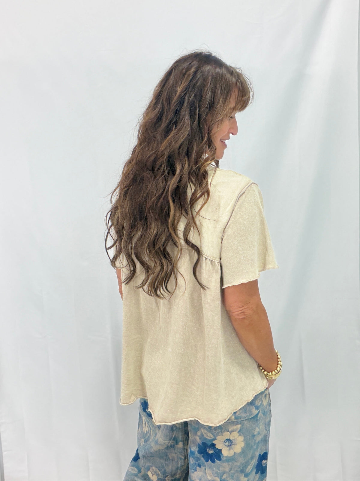 Vintage Charm Button Down Mineral Washed Top In 2 Colors