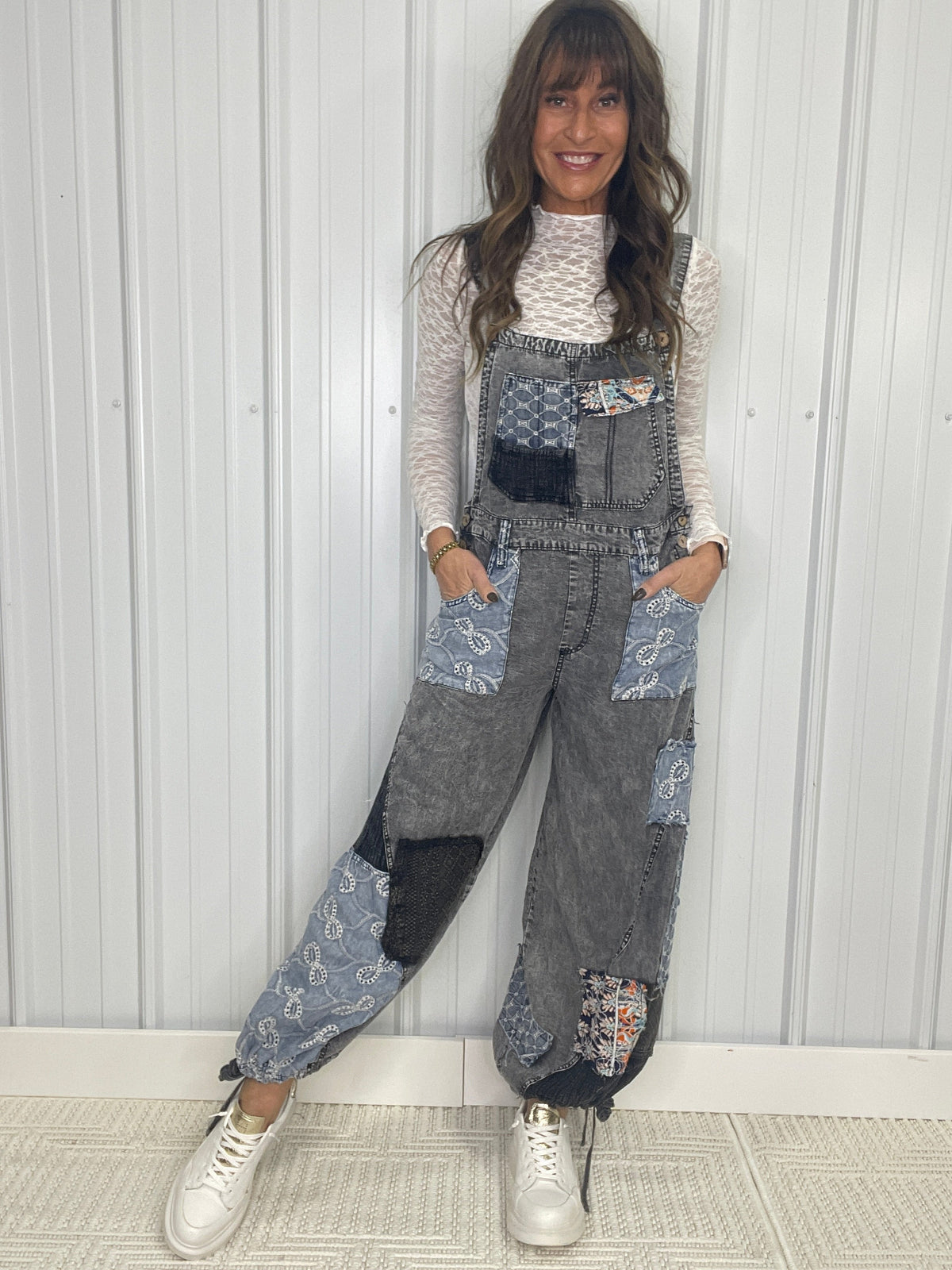 Oli & Hali Wandering Spirit Patchwork Overalls In 2 Colors *Final Sale*