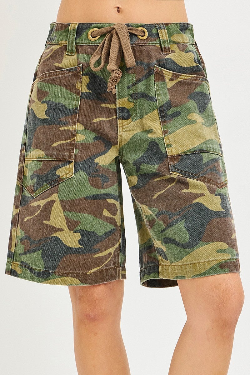 Risen In My Element Slouchy Jorts In Camo
