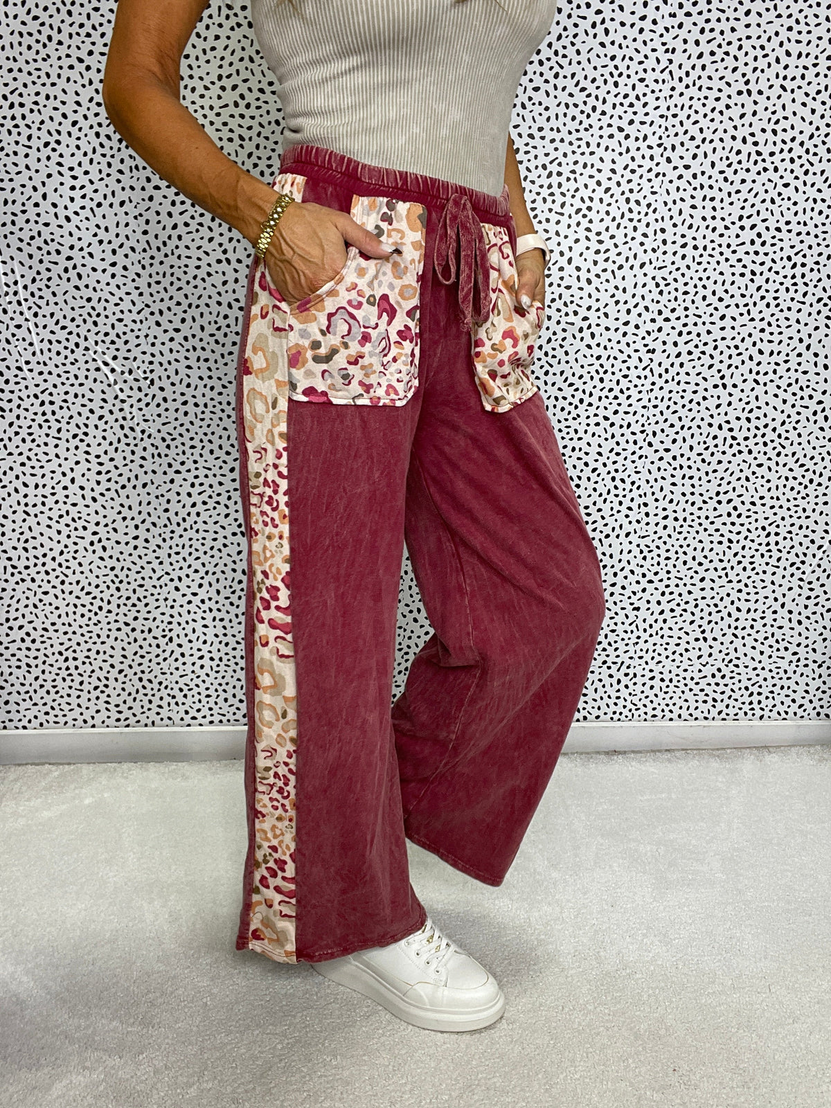 Not Sorry Wide Leg Pants In Burgundy *Final Sale*