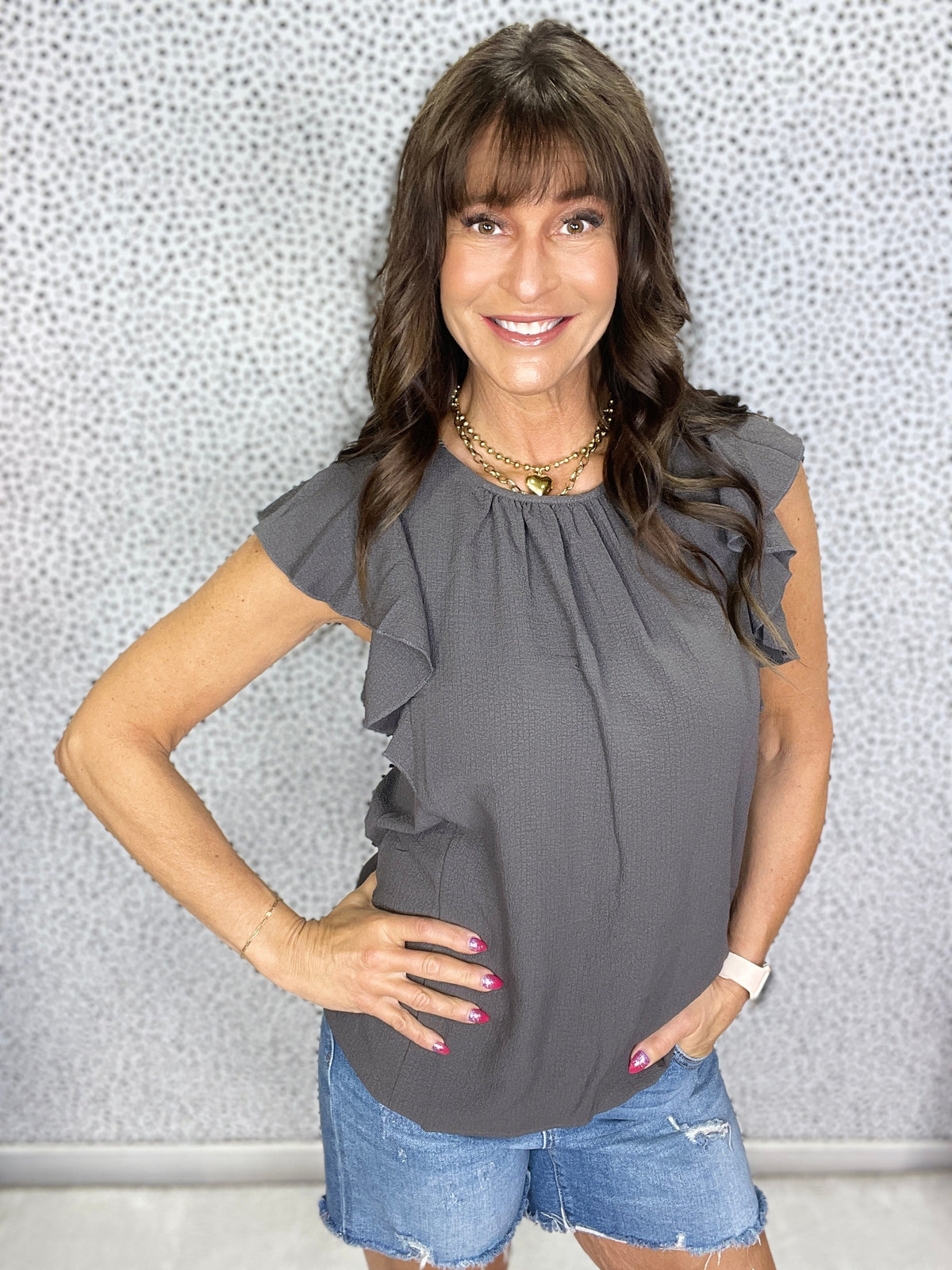Leave It To Me Ruffle Sleeve Crinkle Top In 3 Colors *Final Sale*