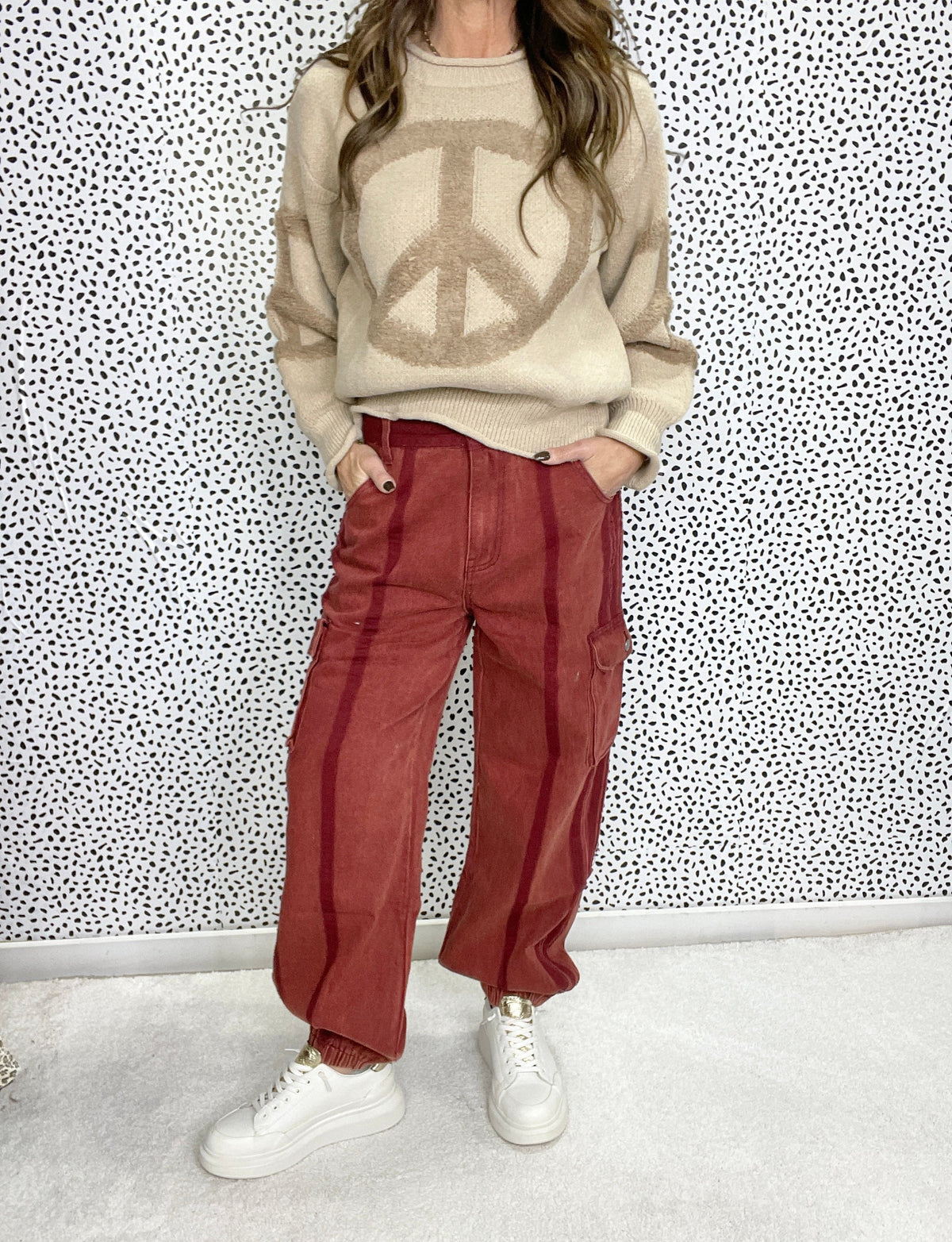 POL End Zone Vintage Wash Joggers In Brick *Final Sale*