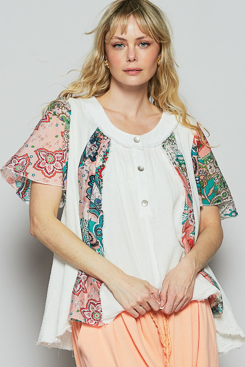 POL Surprise Ruffle Short Sleeve Printed Top In 3 colors