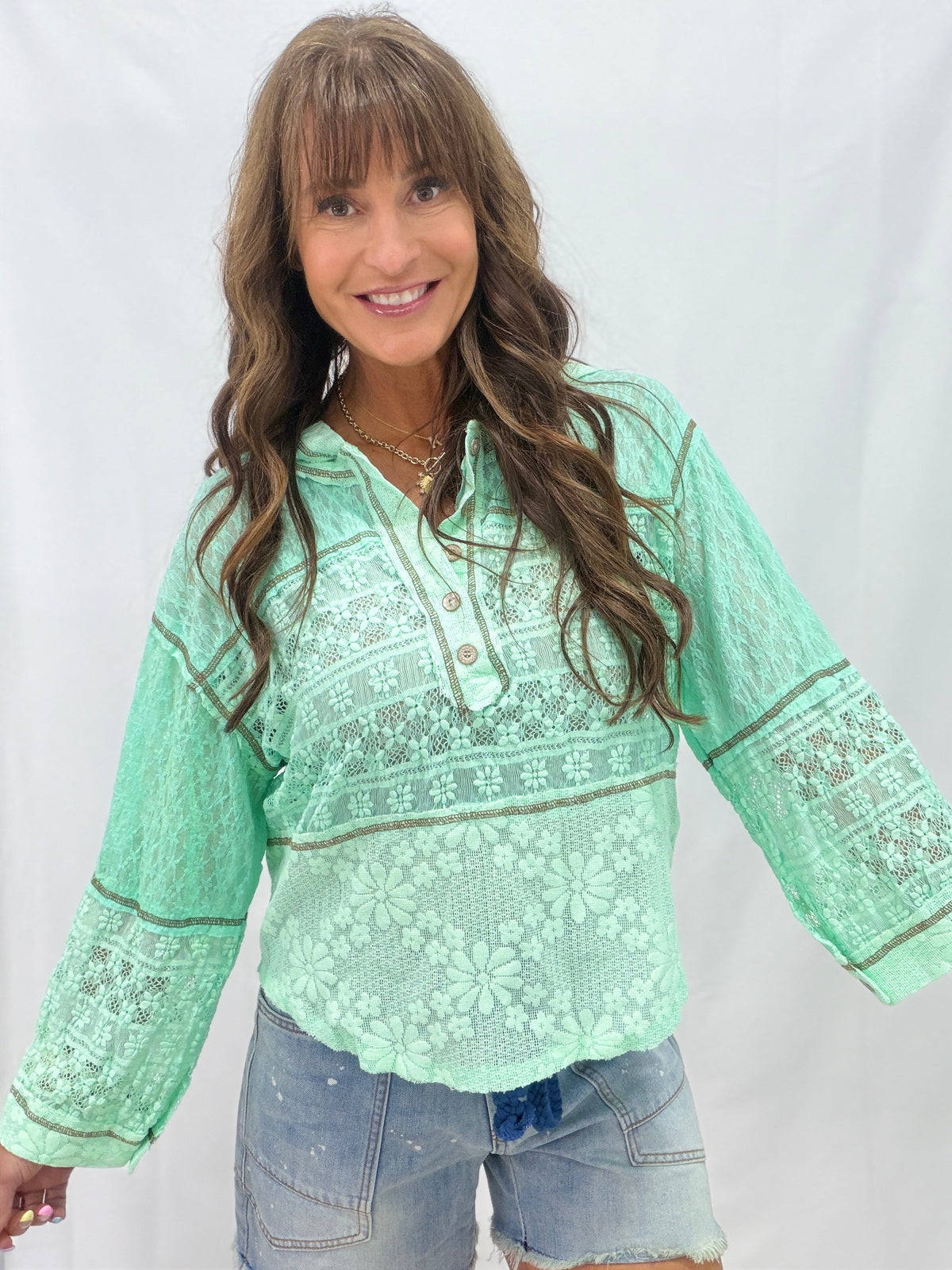 Pol Blossom Breeze Lace Hoodie in 2 Colors