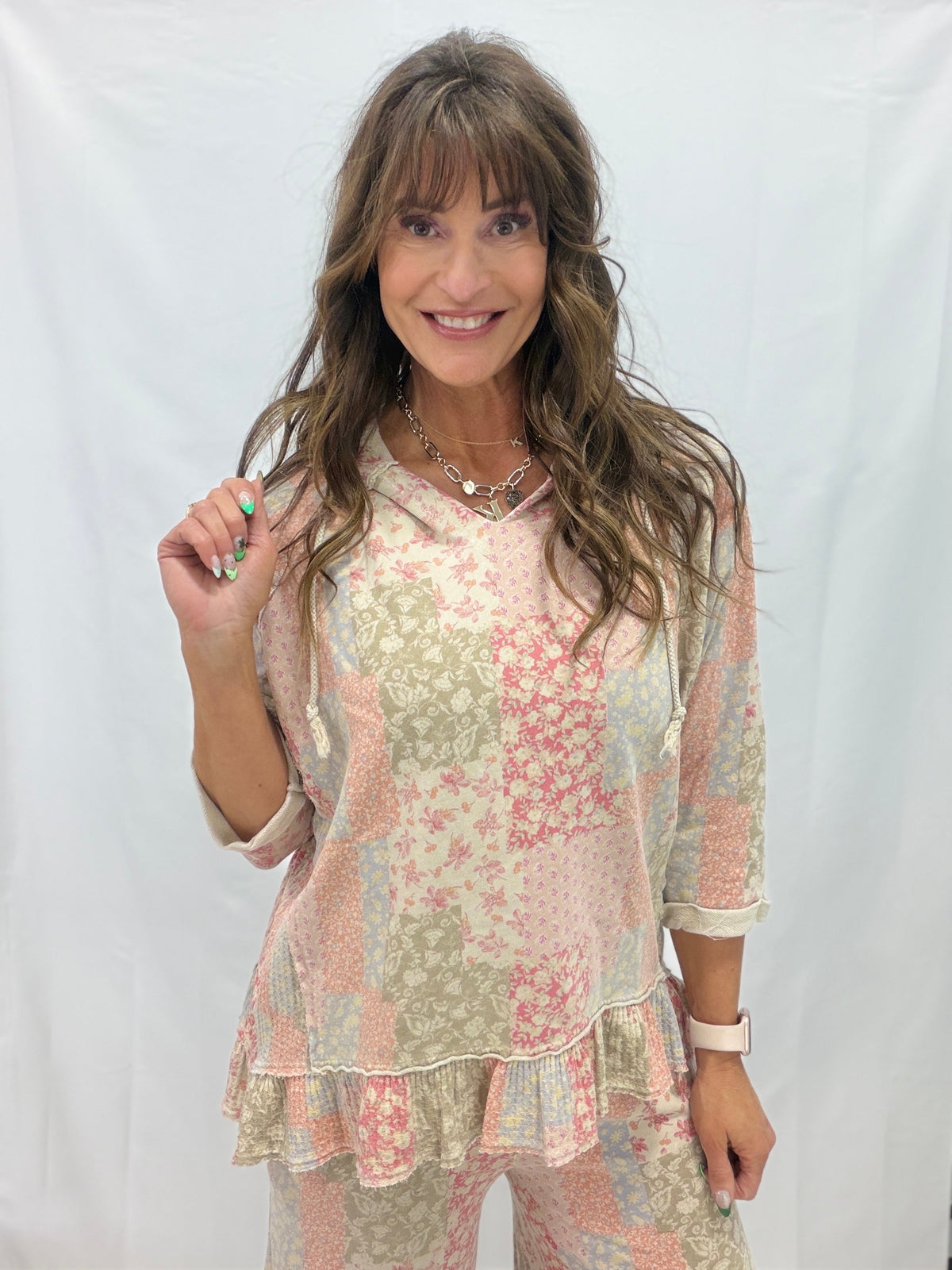 I Run Away Patchwork Print Top In 3 Colors