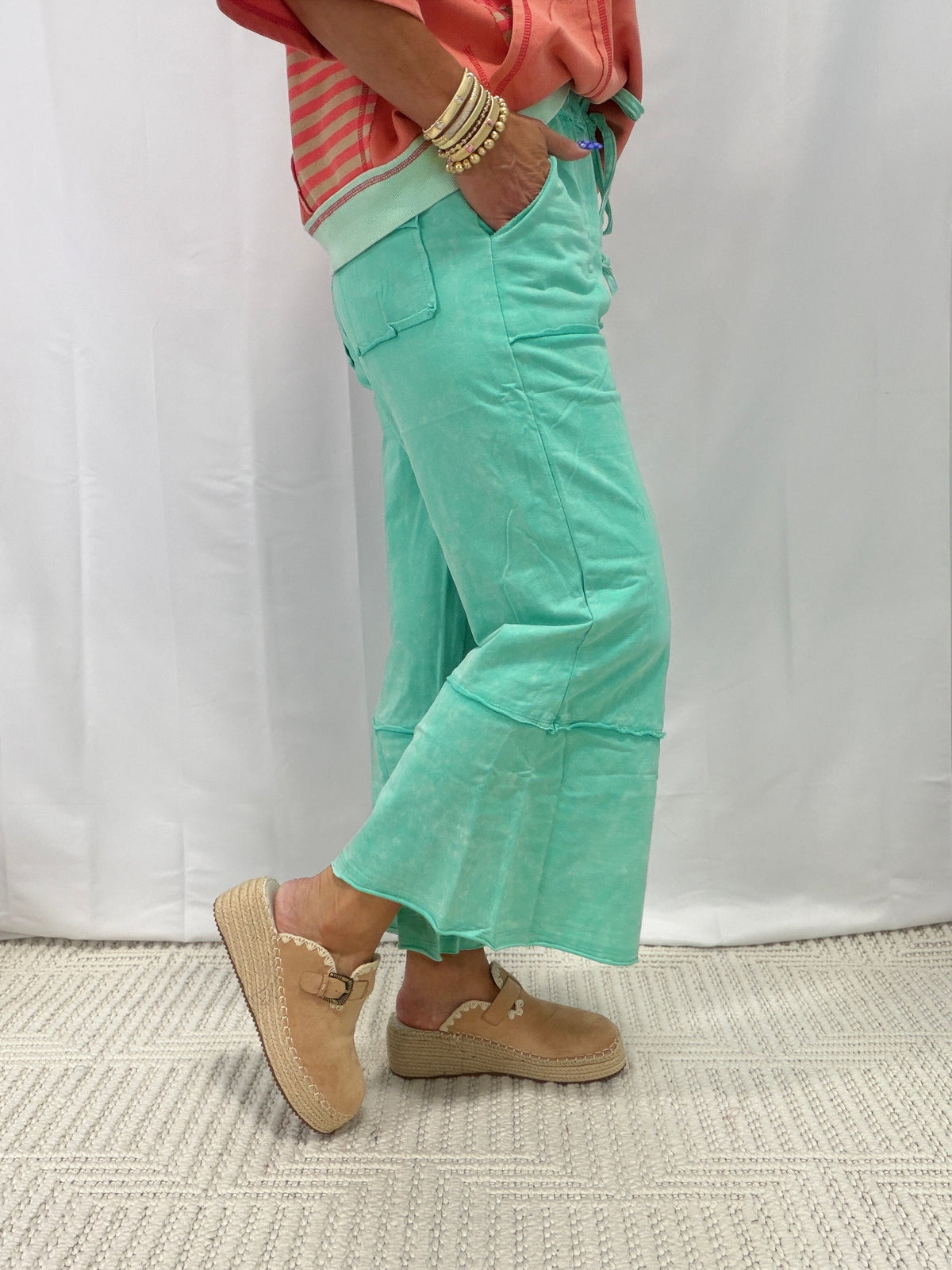 Going All Out Terry Knit Pants In 2 Colors