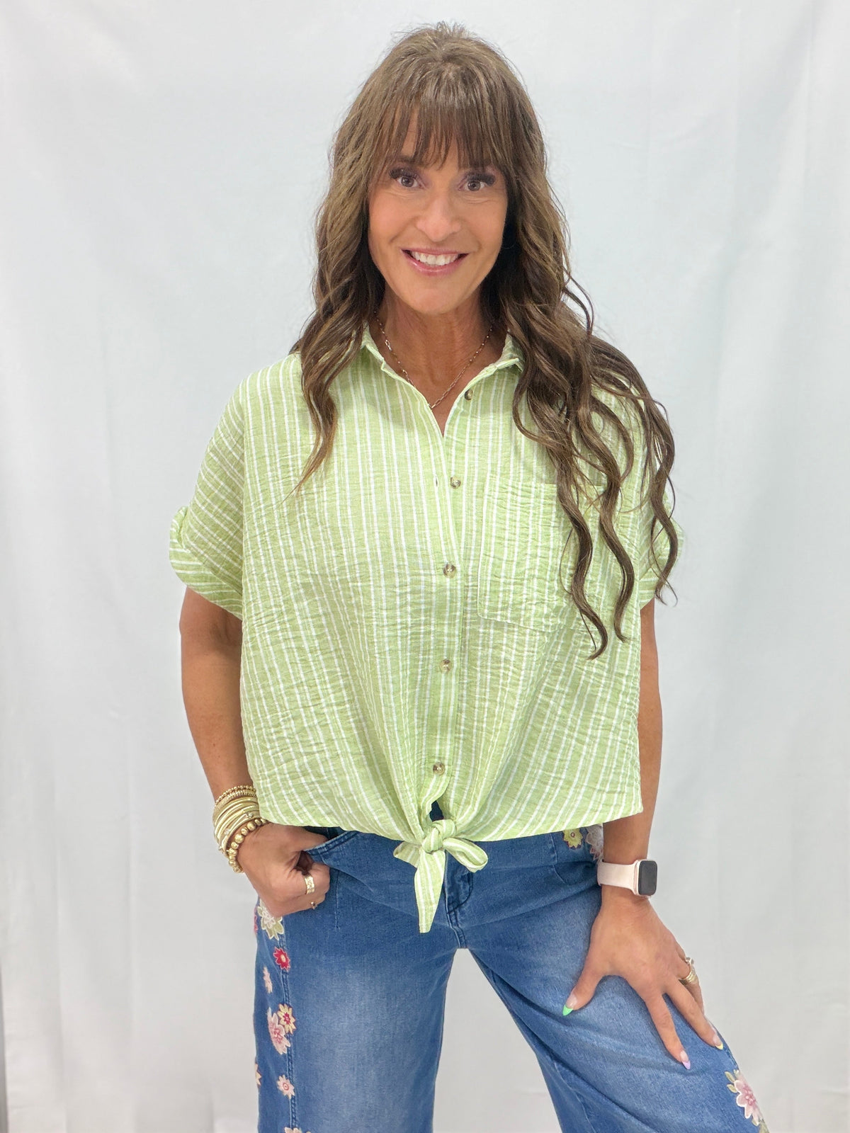 Free To Dream Striped Button Down Shirt In 2 Colors