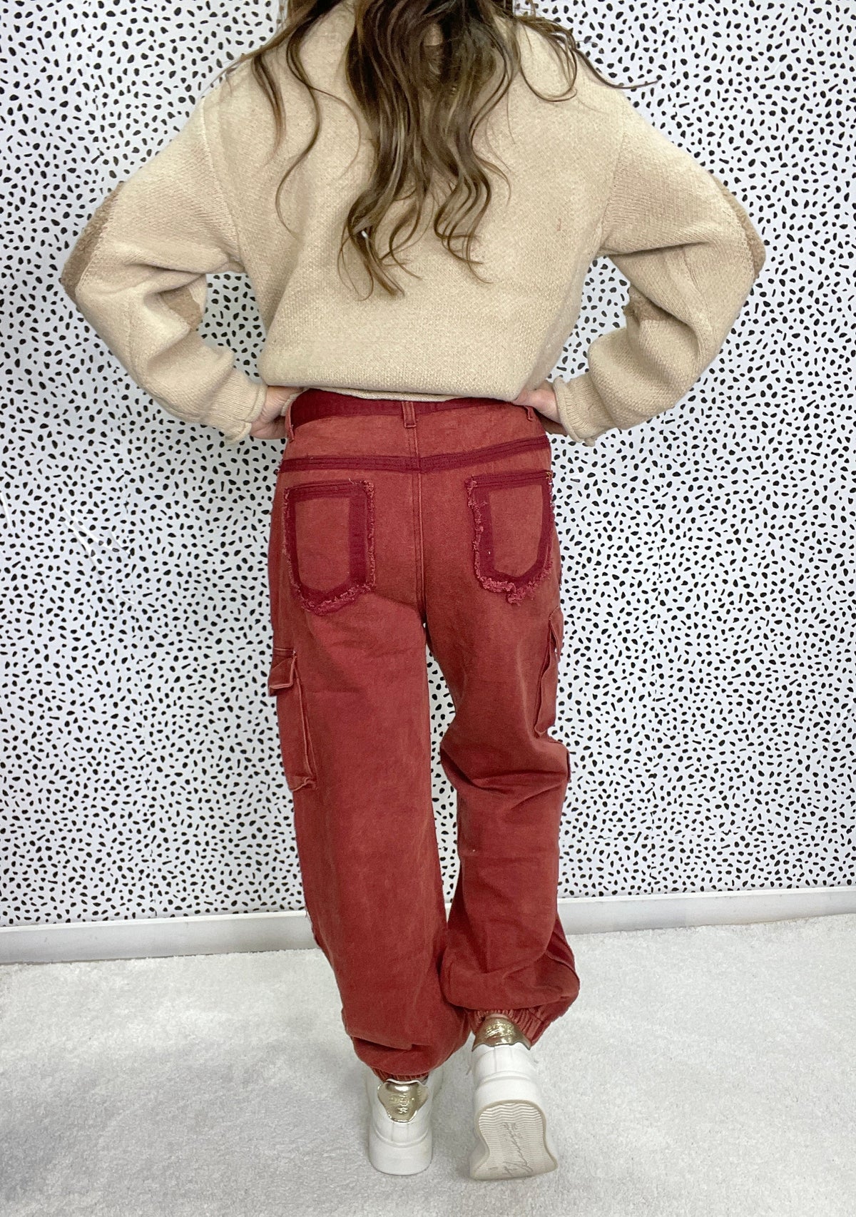 POL End Zone Vintage Wash Joggers In Brick *Final Sale*