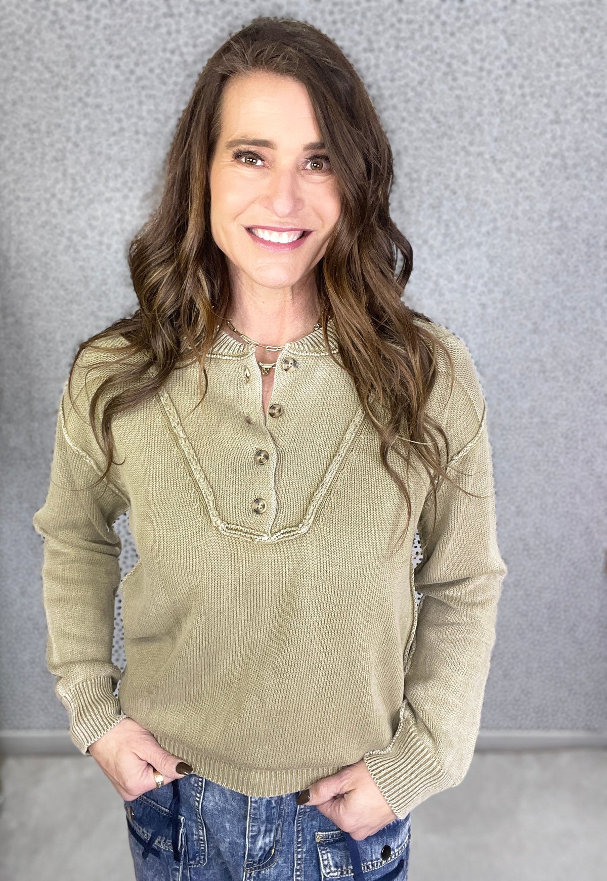 Sands Of Time Washed Out Knit Sweater Pullover In 2 Colors