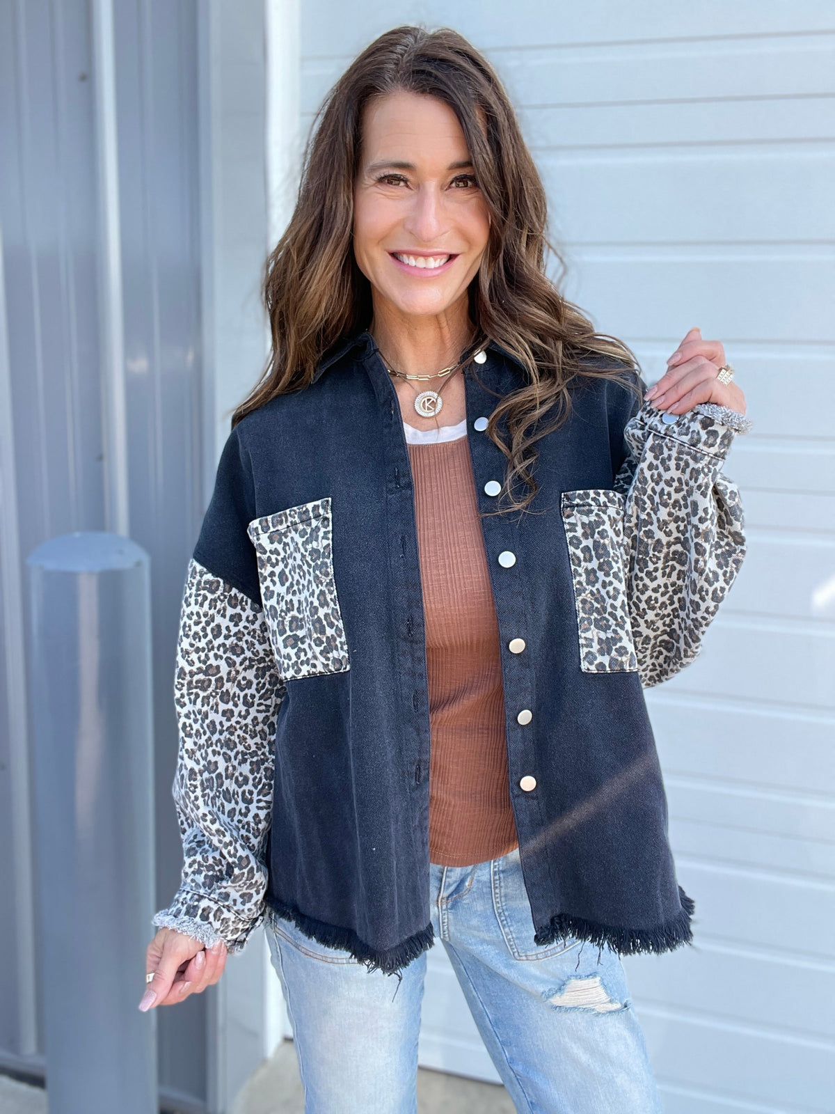 Pol All The Animal Vibes Oversized Shirt Jacket In 2 Colors: Black, Mocha *Final Sale*