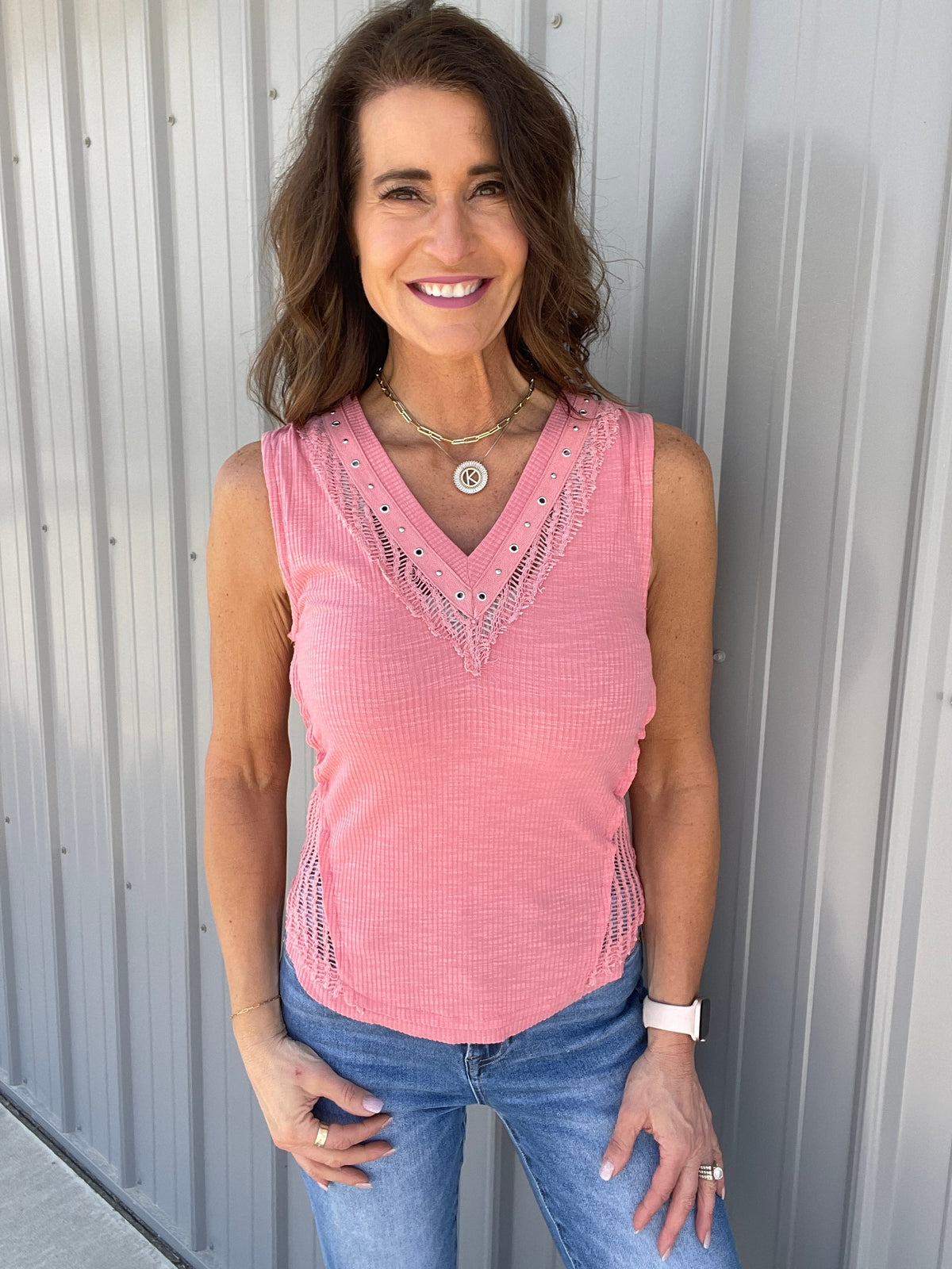 Pol Rock And Roll Sleeveless Top In Rose *Final Sale*