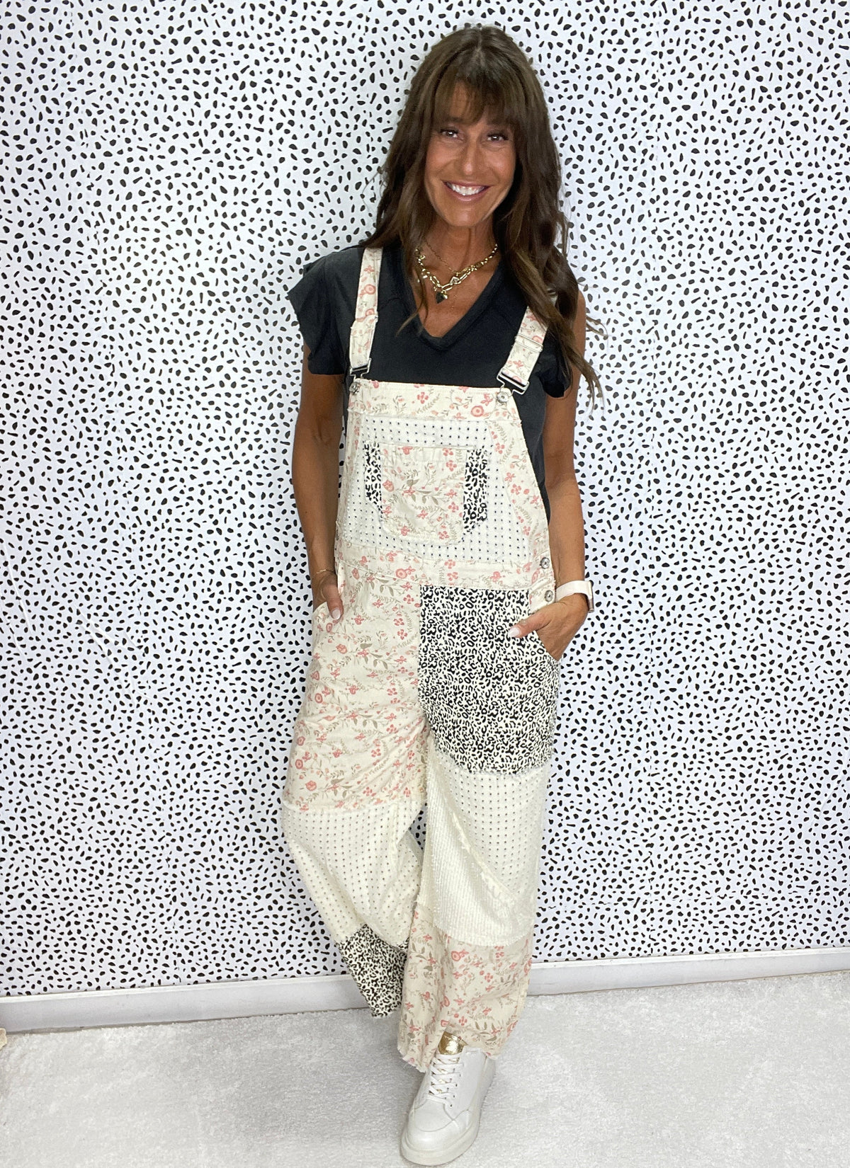 POL Patchwork Meadow Twill Overalls In 3 Colors