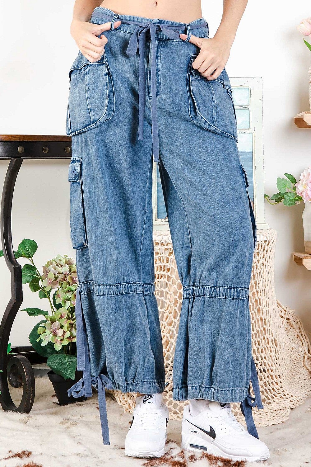 Cargo Pocket Parachute Drawstring Pants
