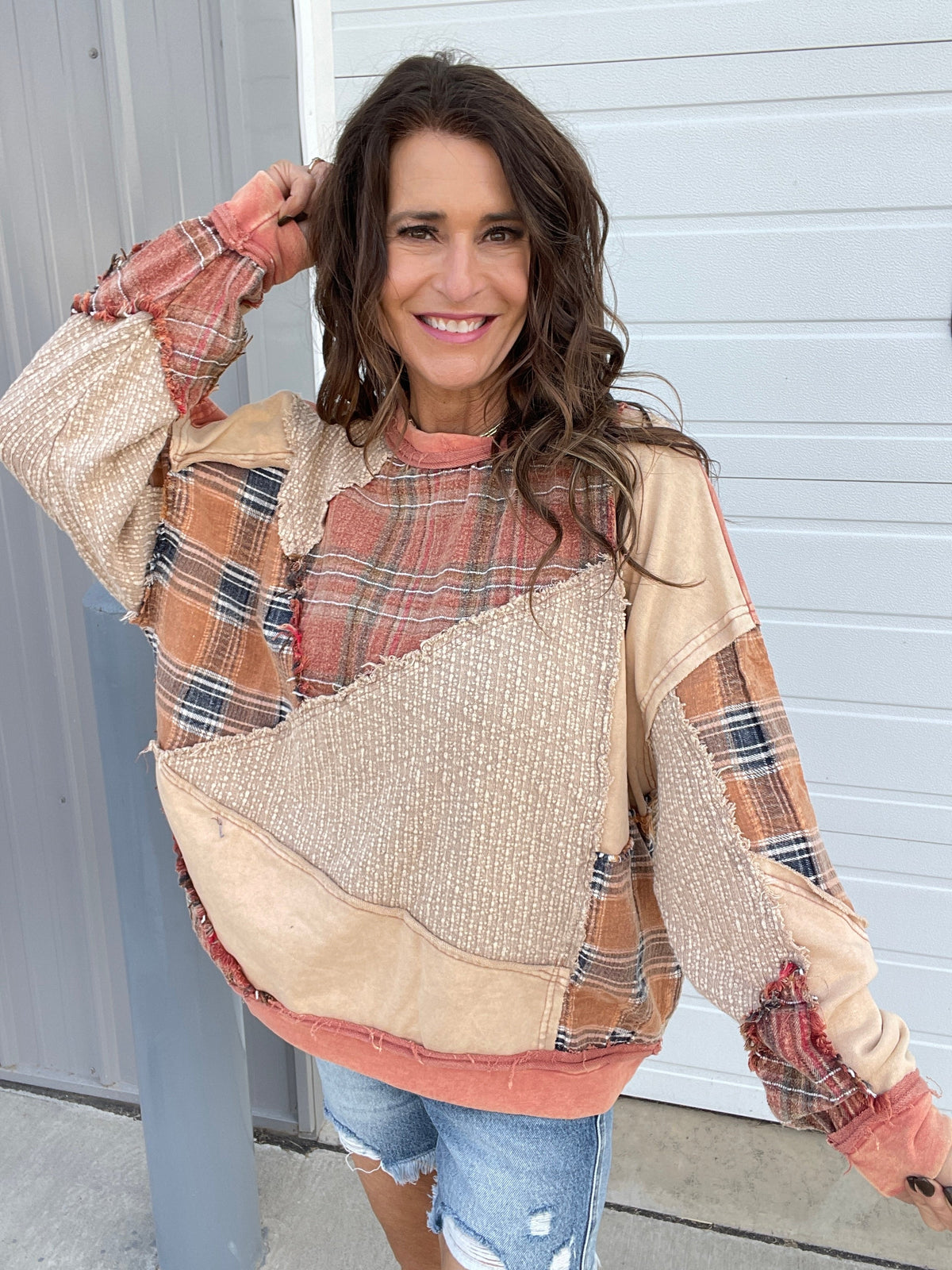 Oli & Hali Looking Forward To It All Long Sleeve Crewneck Top In Rust *Final Sale*