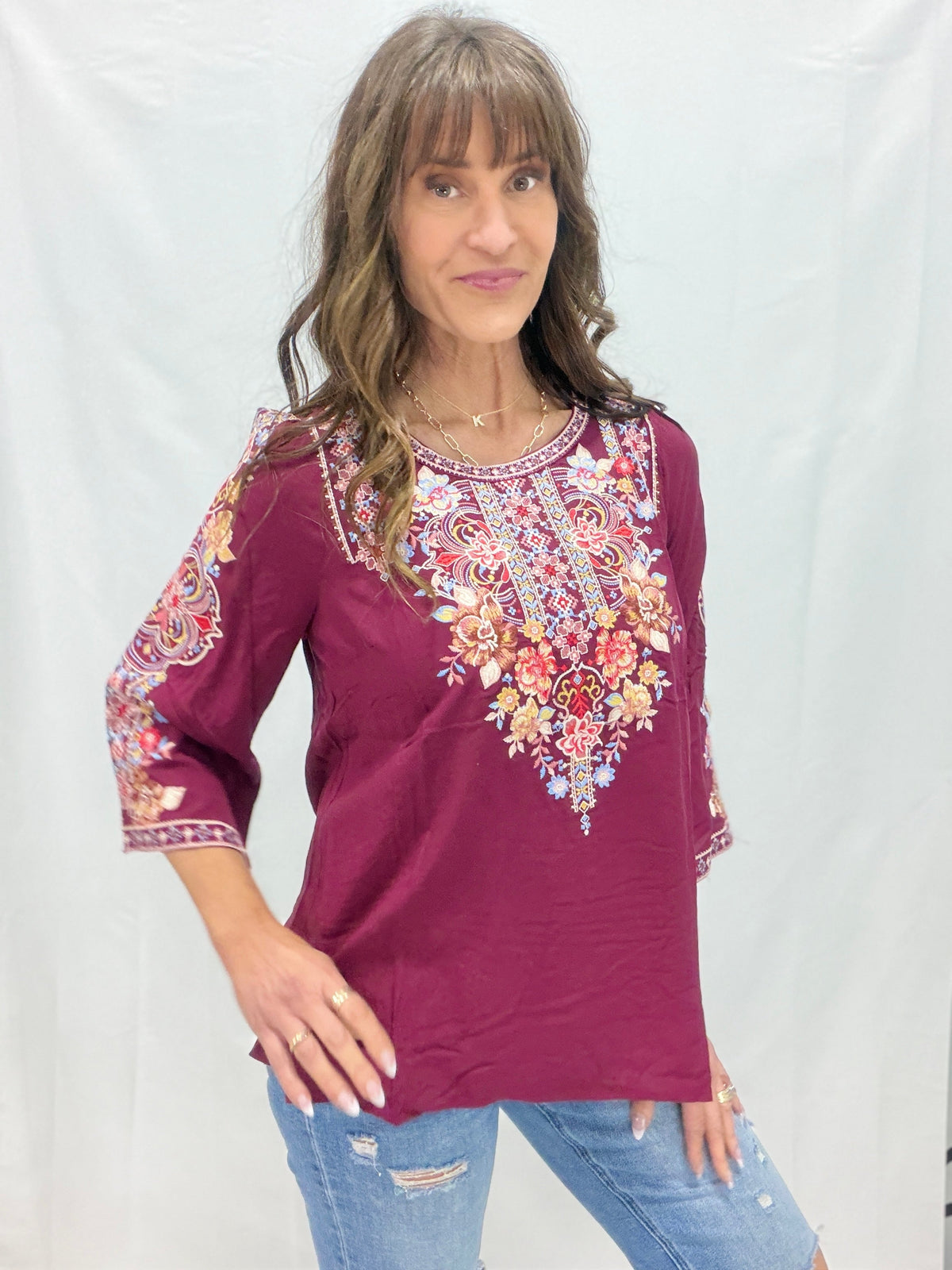 Autumn Bloom Burgundy Top *Final Sale*