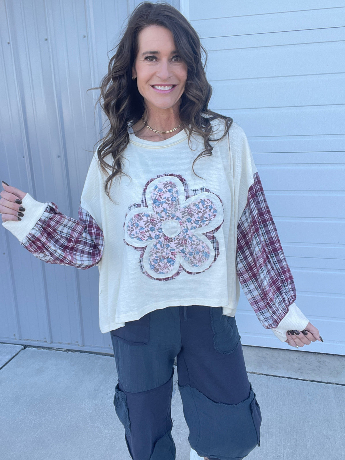 POL Rustic Bloom Knit Top In 4 Colors: Sage, Mocha, Rose *Final Sale*
