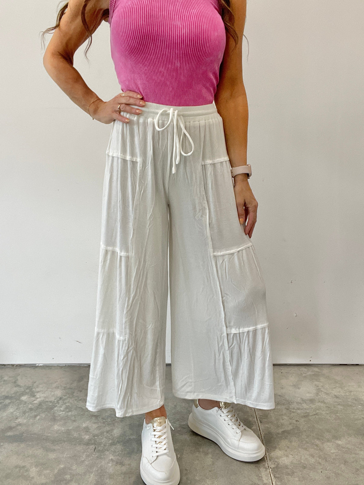 Pol A Little Bit Of Paradise Wide Leg Crop Pants In 5 Colors: Black, Grey, Pink, Mocha, Ivory
