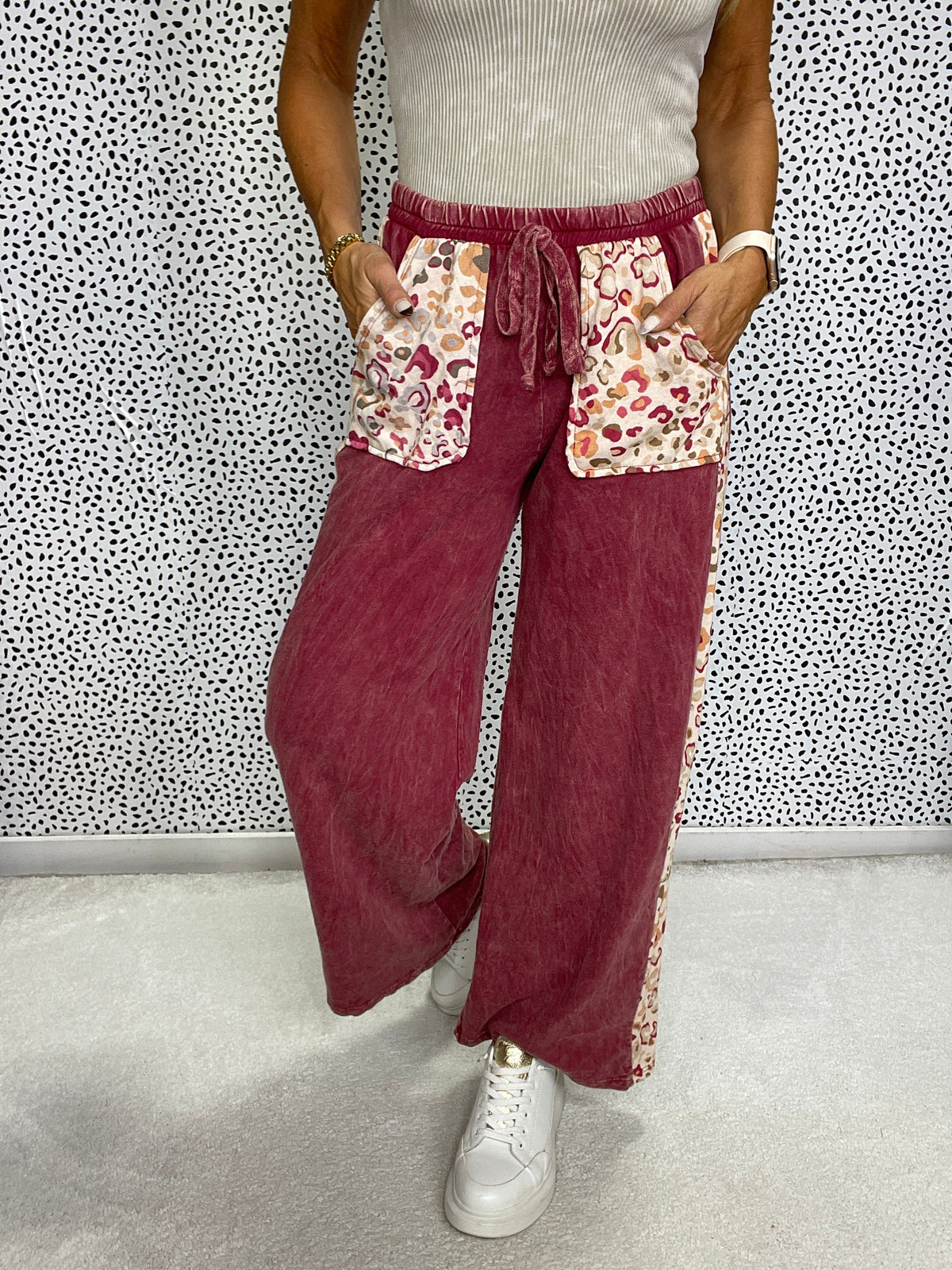 Not Sorry Wide Leg Pants In Burgundy *Final Sale*