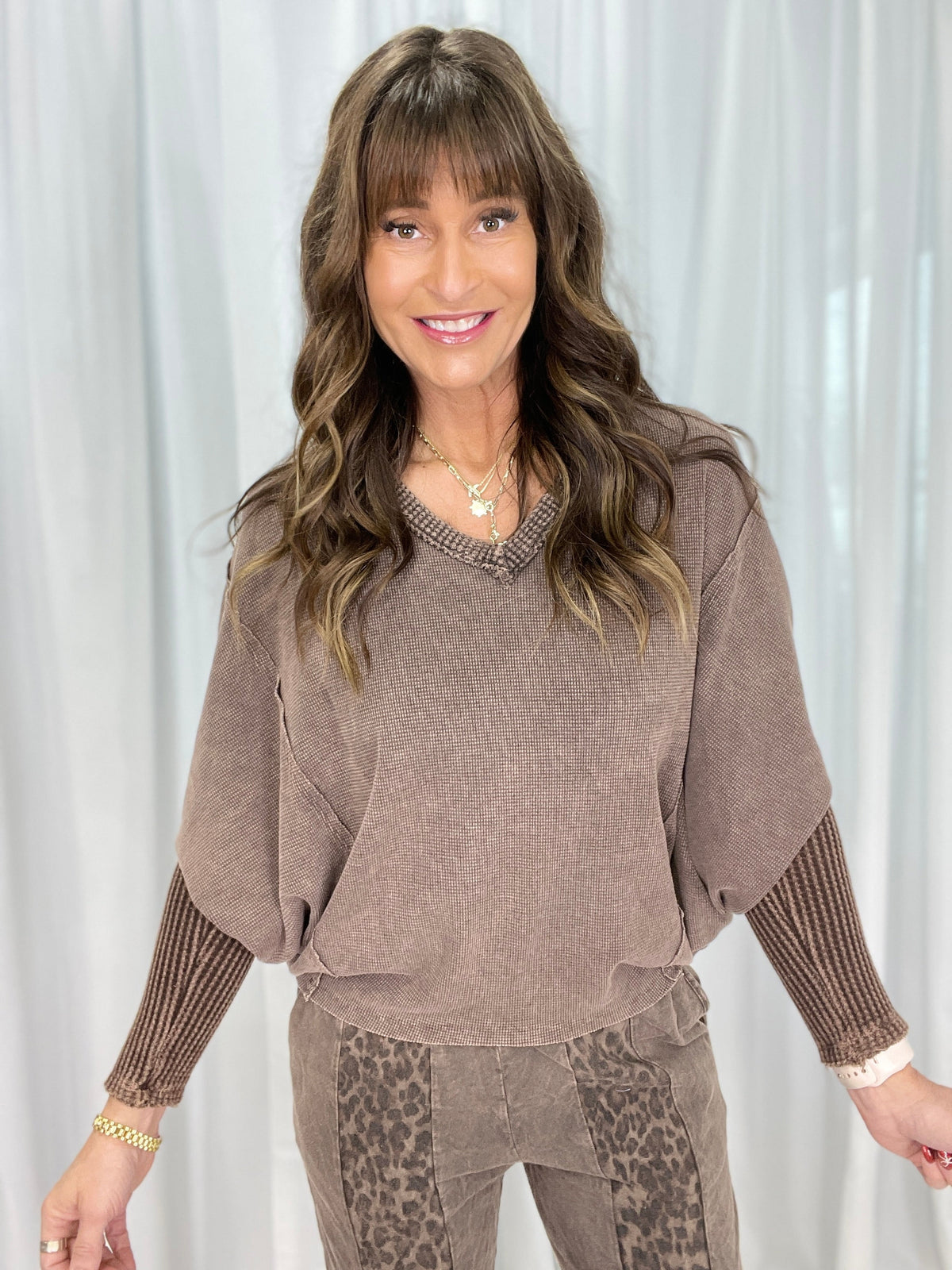 Style It Up V-Neck Thermal Top In 2 Colors *Final Sale*
