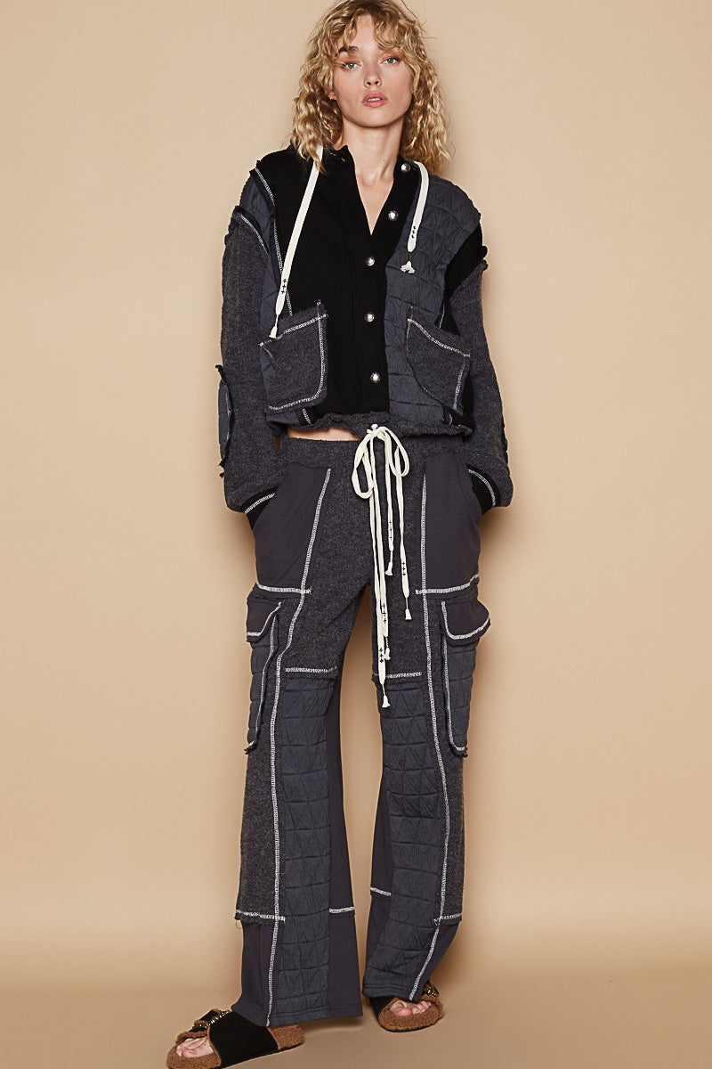POL See It Through Relaxed Fit Rib And Quilted Pants In 3 Colors *Final Sale*