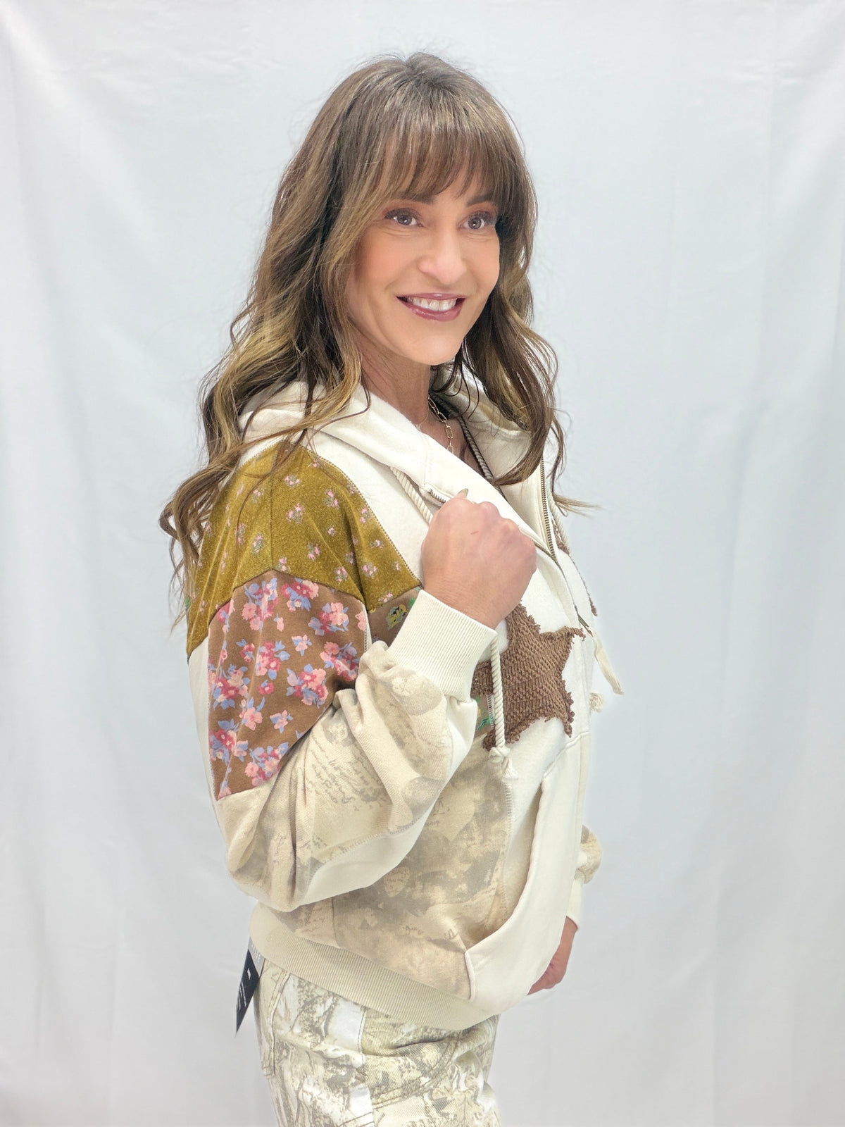 Boho Stardust Patchwork Zip Hoodie