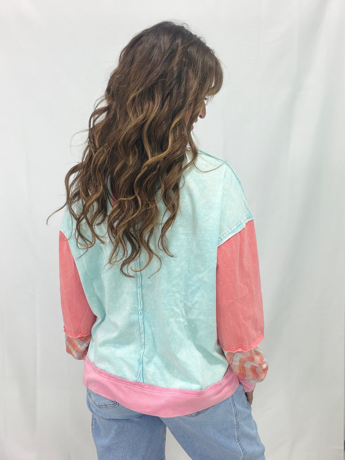 In And Out Of The Beams Plaid Patchwork Top In Multi