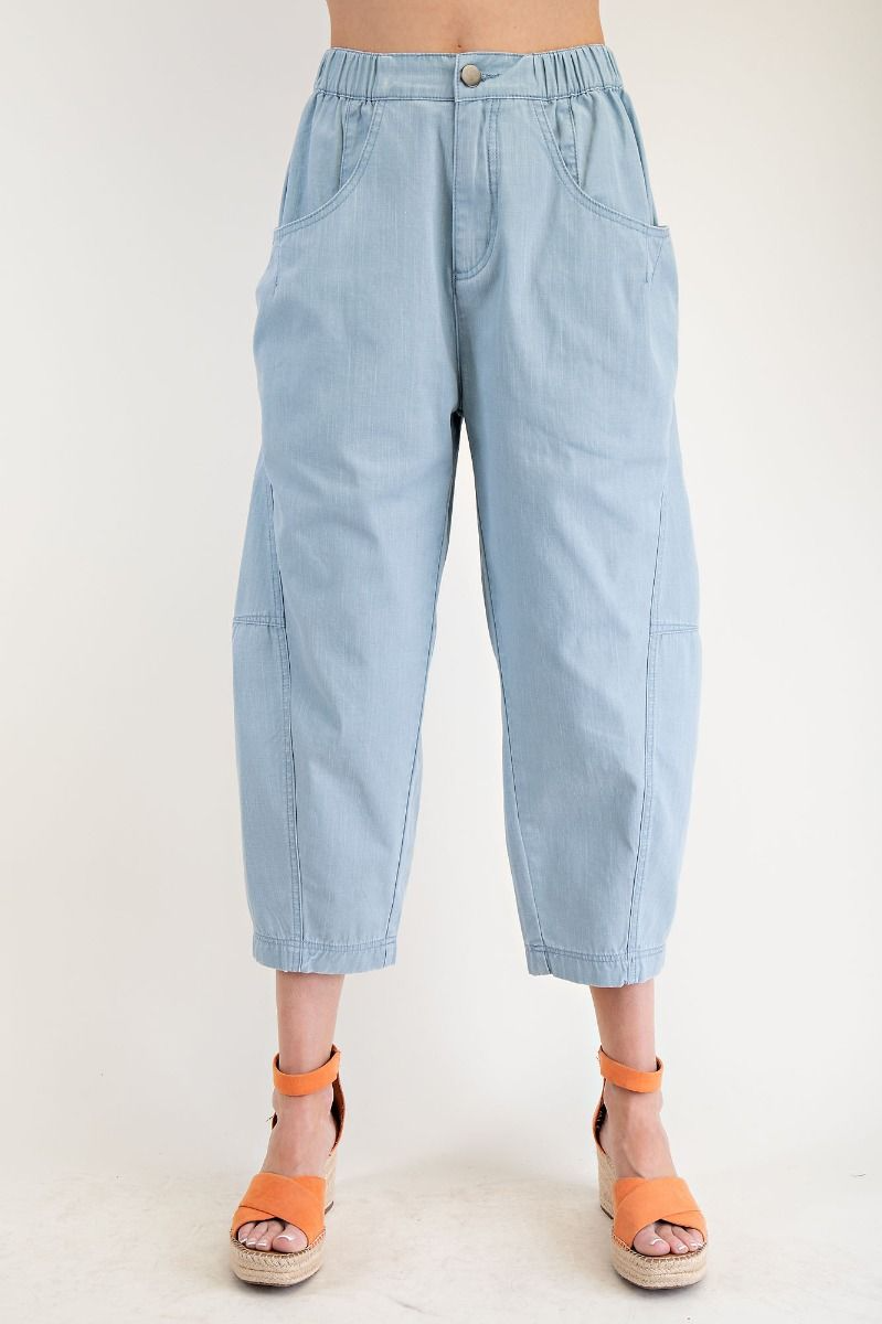 Time To Chill Washed Twill Pants In Faded Denim
