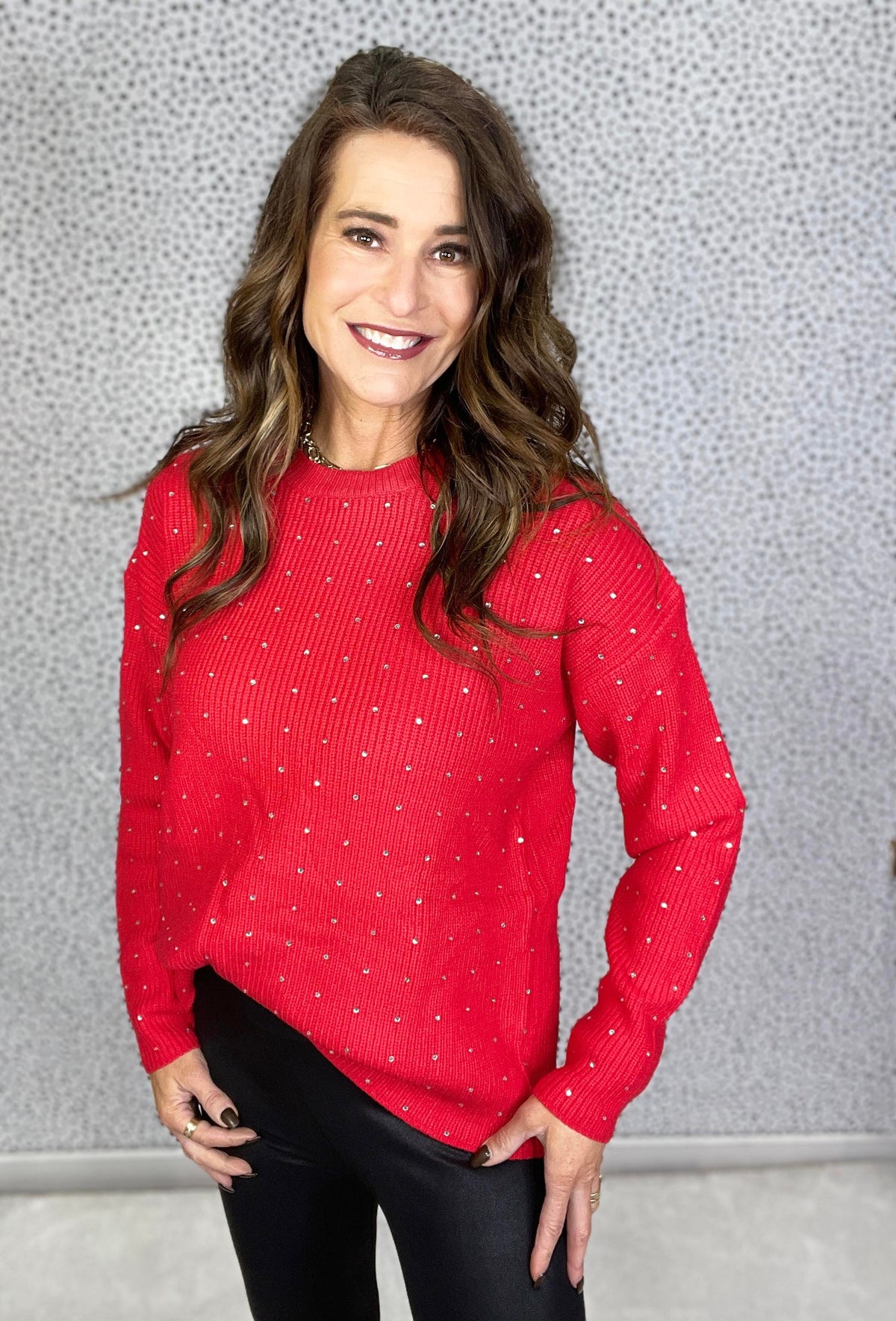 Time To Shine Rhinestone Detail Sweater