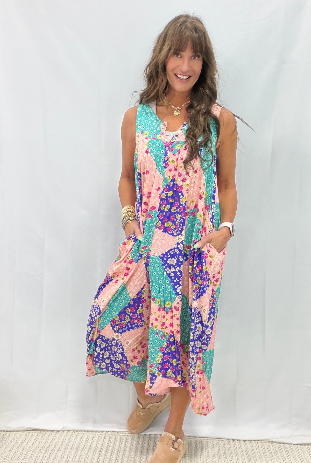 Out Of Office Mood Patchwork Wide Leg Jumpsuit In 2 Colors