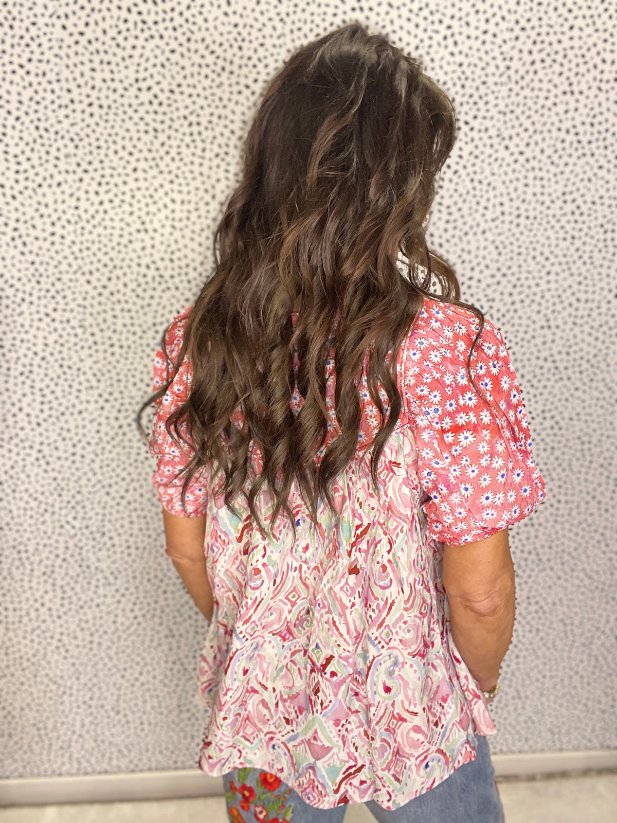 Oli & Hali Wildflower Breeze Puff Short Sleeve Top In 2 Colors