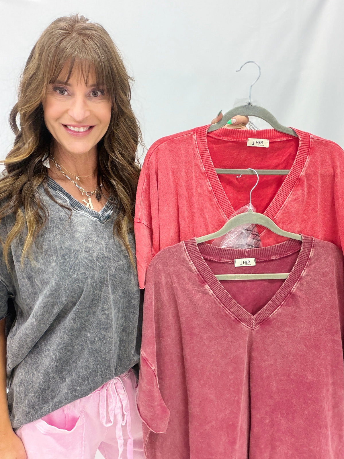 Mineral Wash V Neck Basic Top In 14 Colors