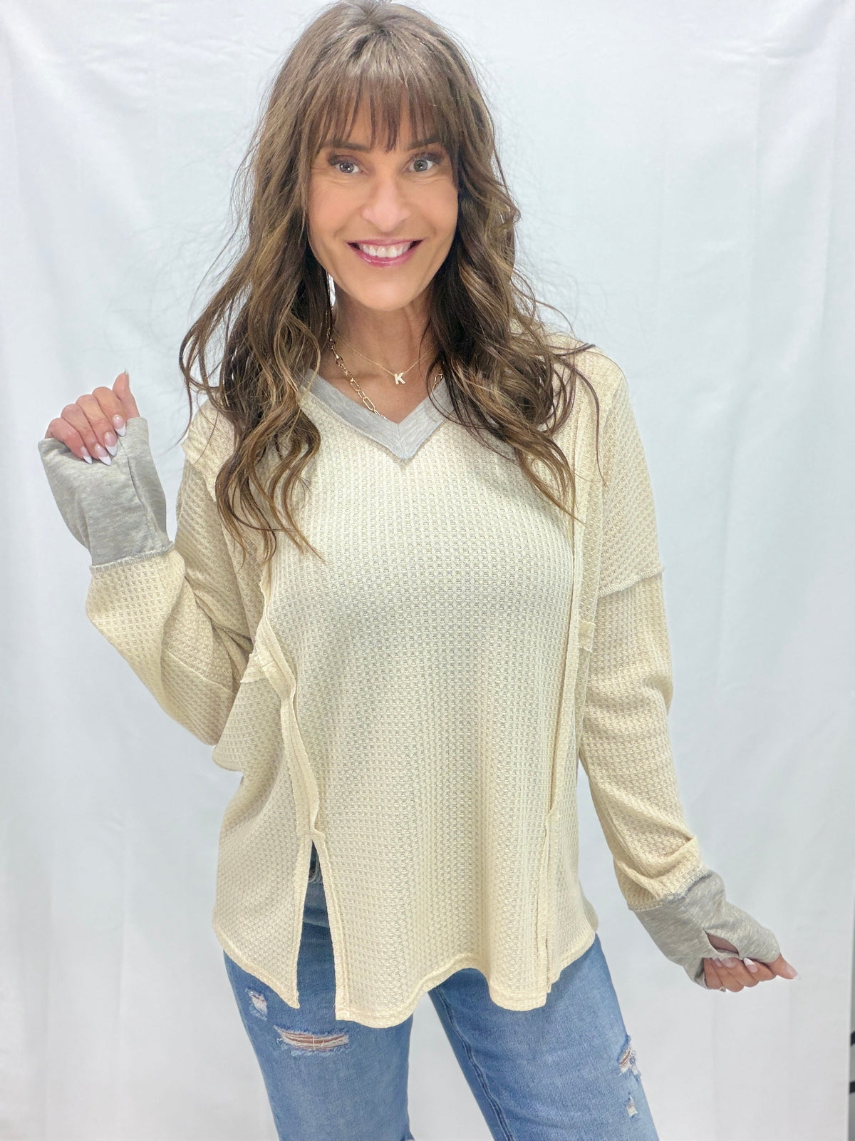 Everyday Ease Waffle V-Neck *Final Sale*